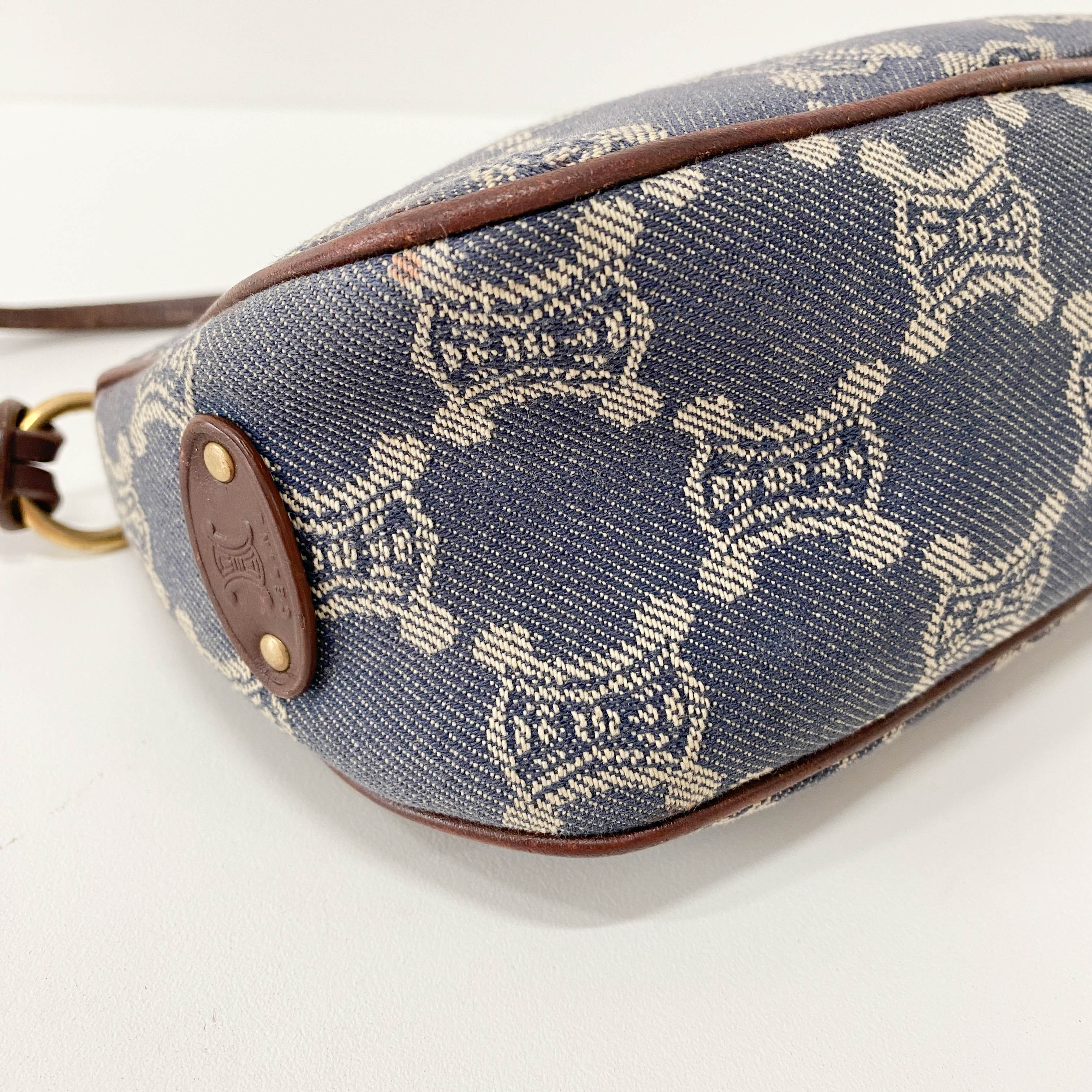 Paris Macadam Triomphe Blue Denim Pochette Shoulder Bag