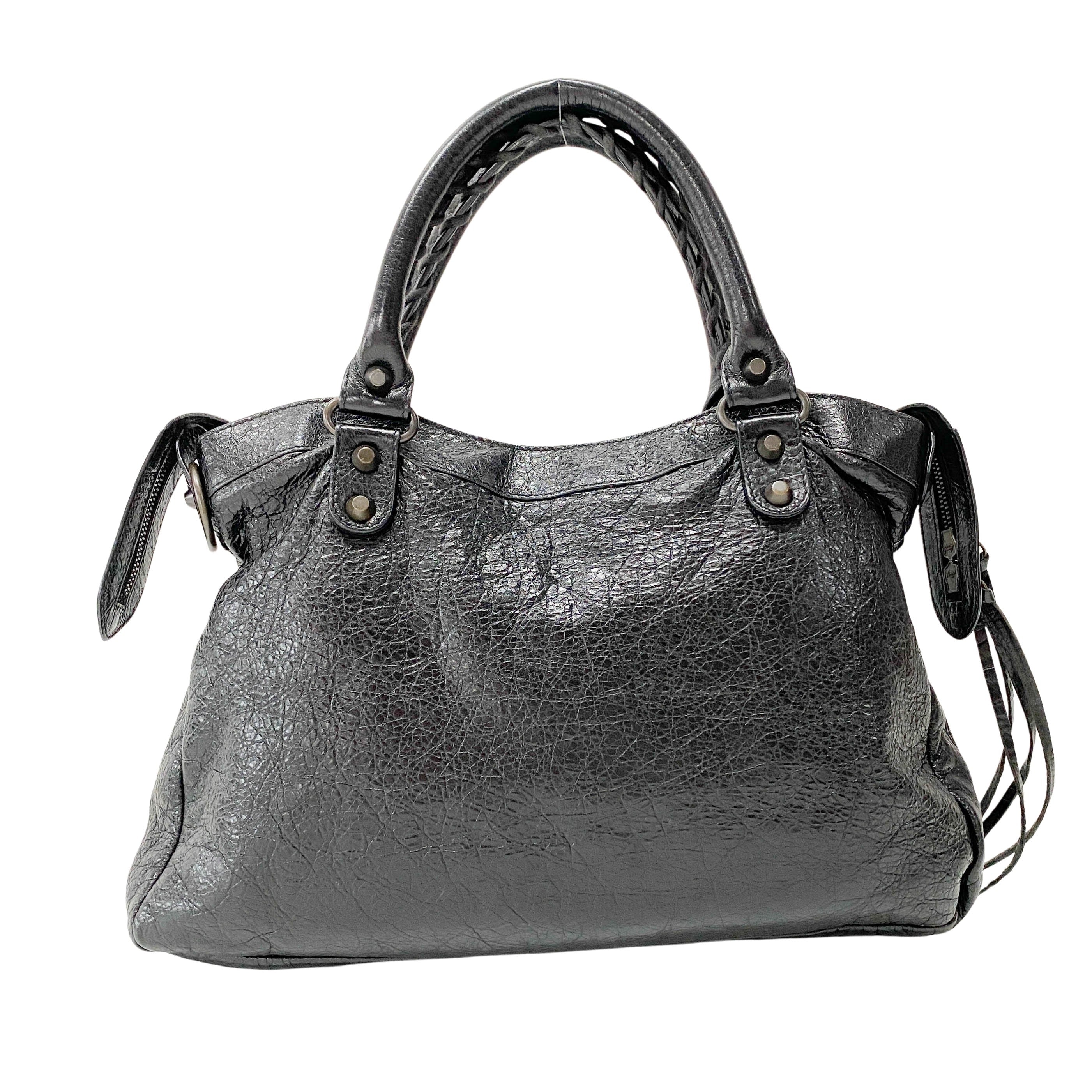 The First Black Leather Two Way Bag