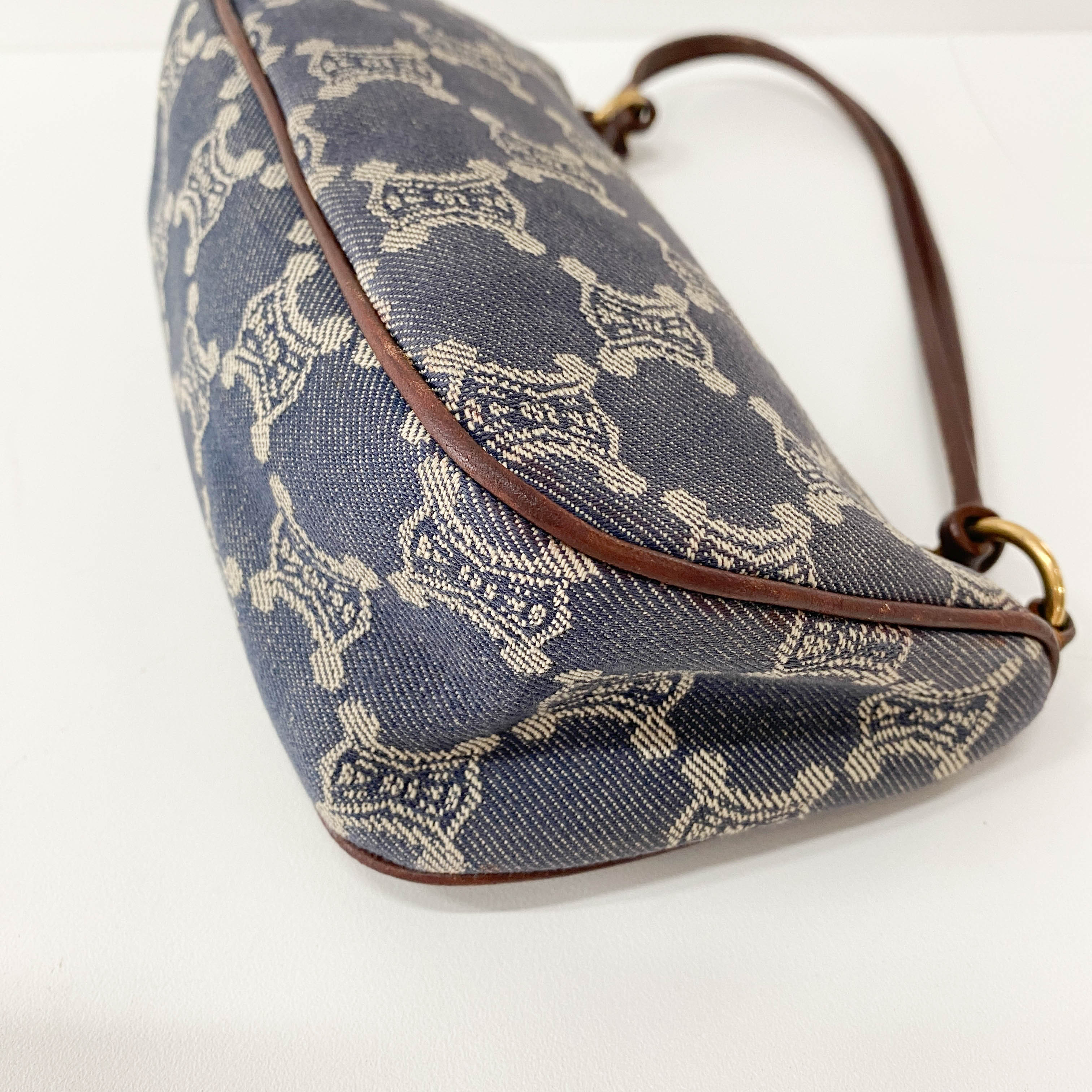 Paris Macadam Triomphe Blue Denim Pochette Shoulder Bag
