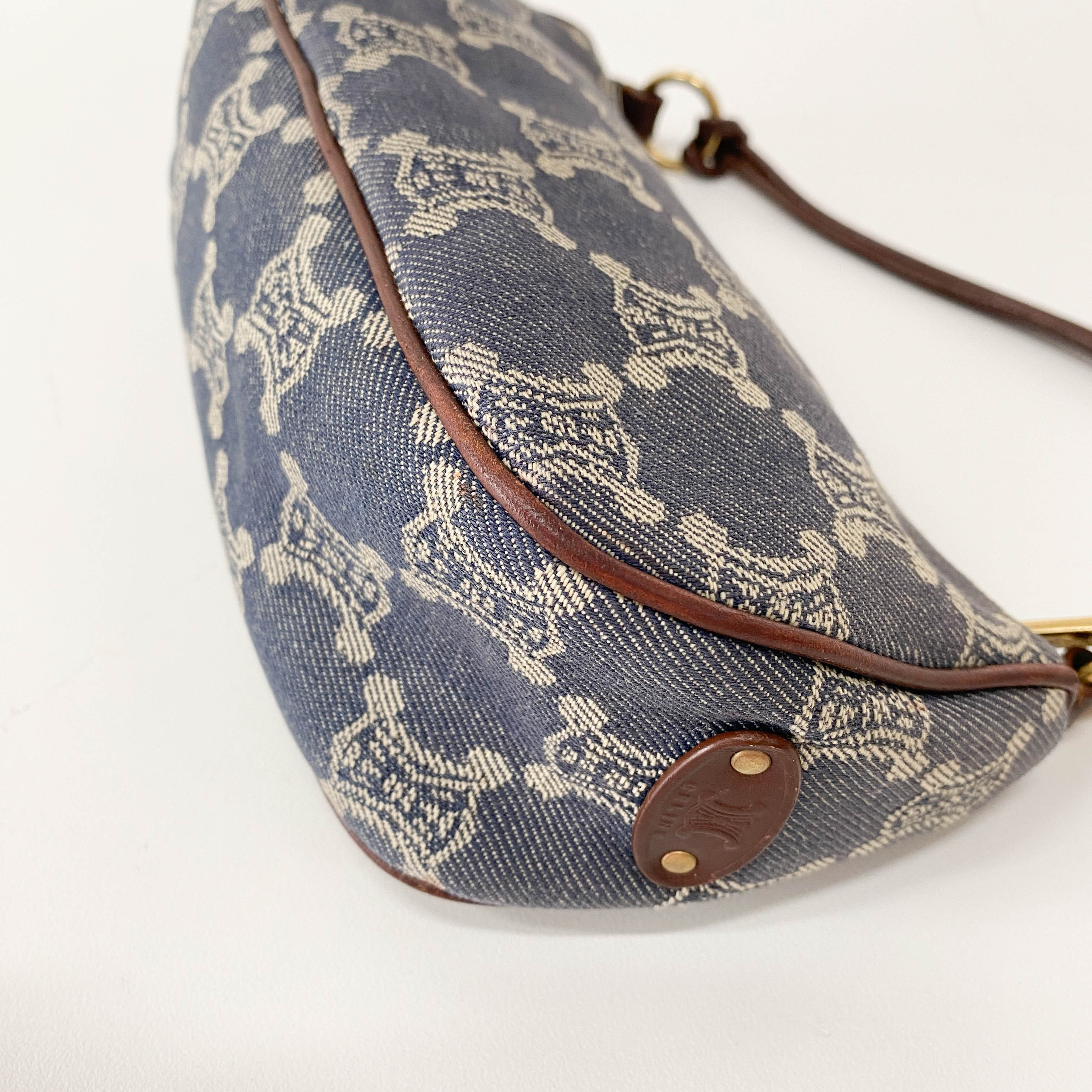 Paris Macadam Triomphe Blue Denim Pochette Shoulder Bag