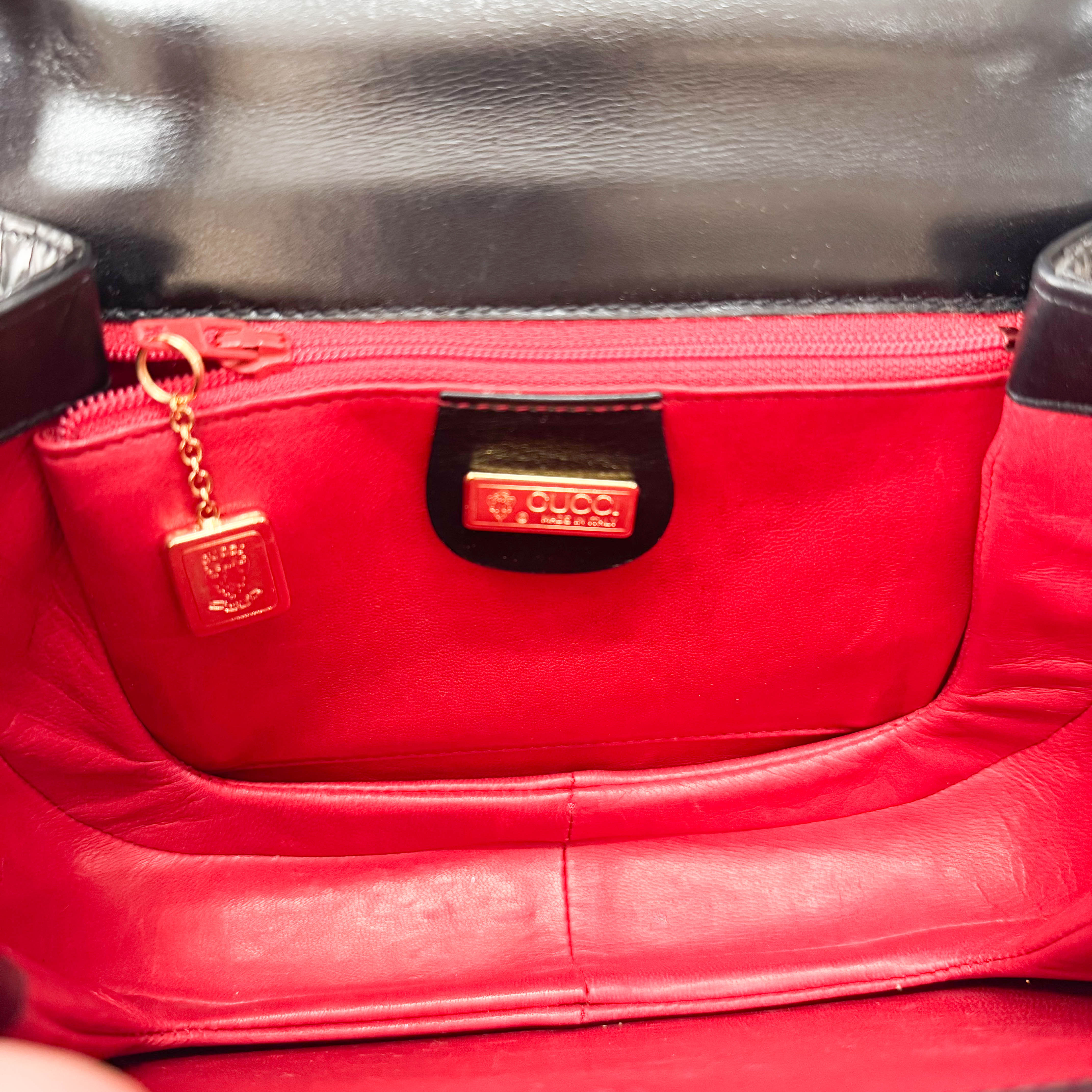 Black Leather Top Handle Bag