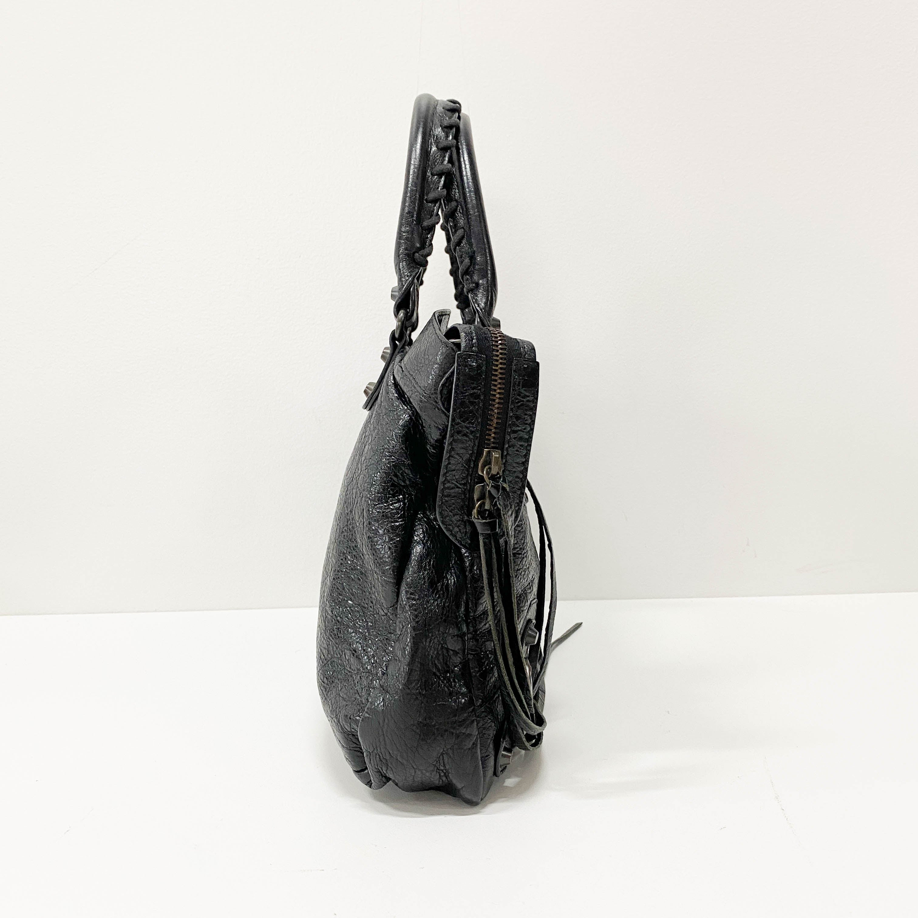 The First Black Leather Two Way Bag