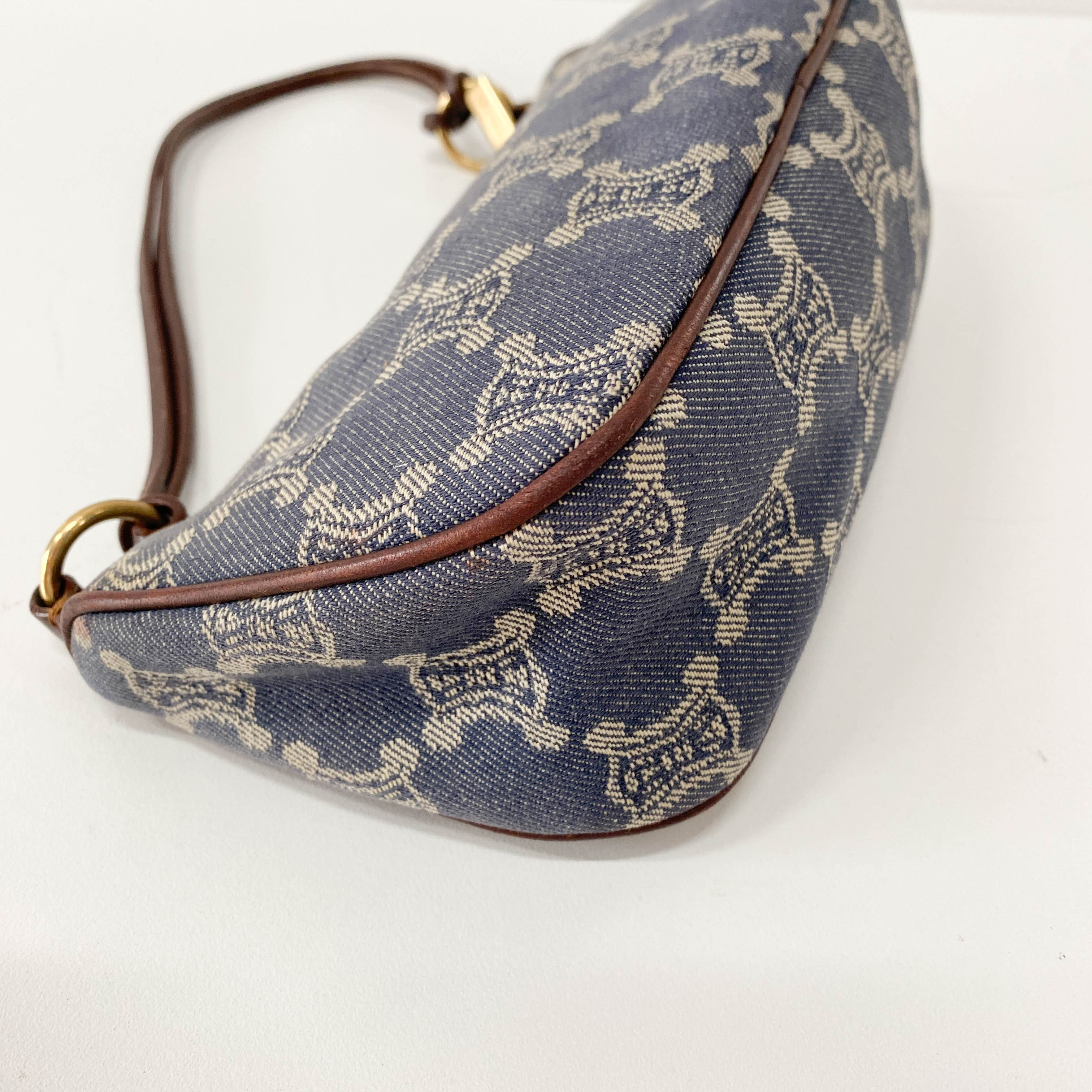 Paris Macadam Triomphe Blue Denim Pochette Shoulder Bag