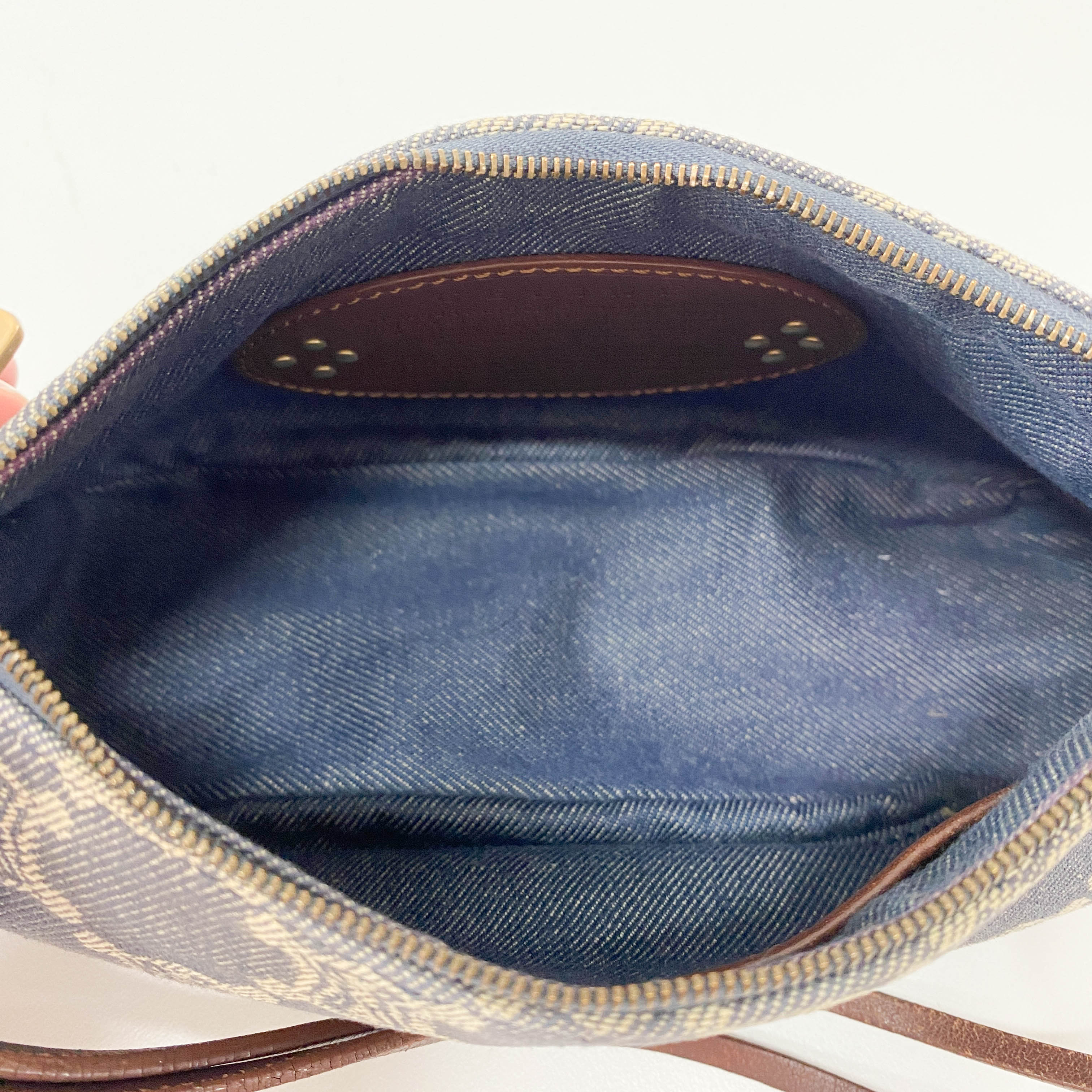 Paris Macadam Triomphe Blue Denim Pochette Shoulder Bag