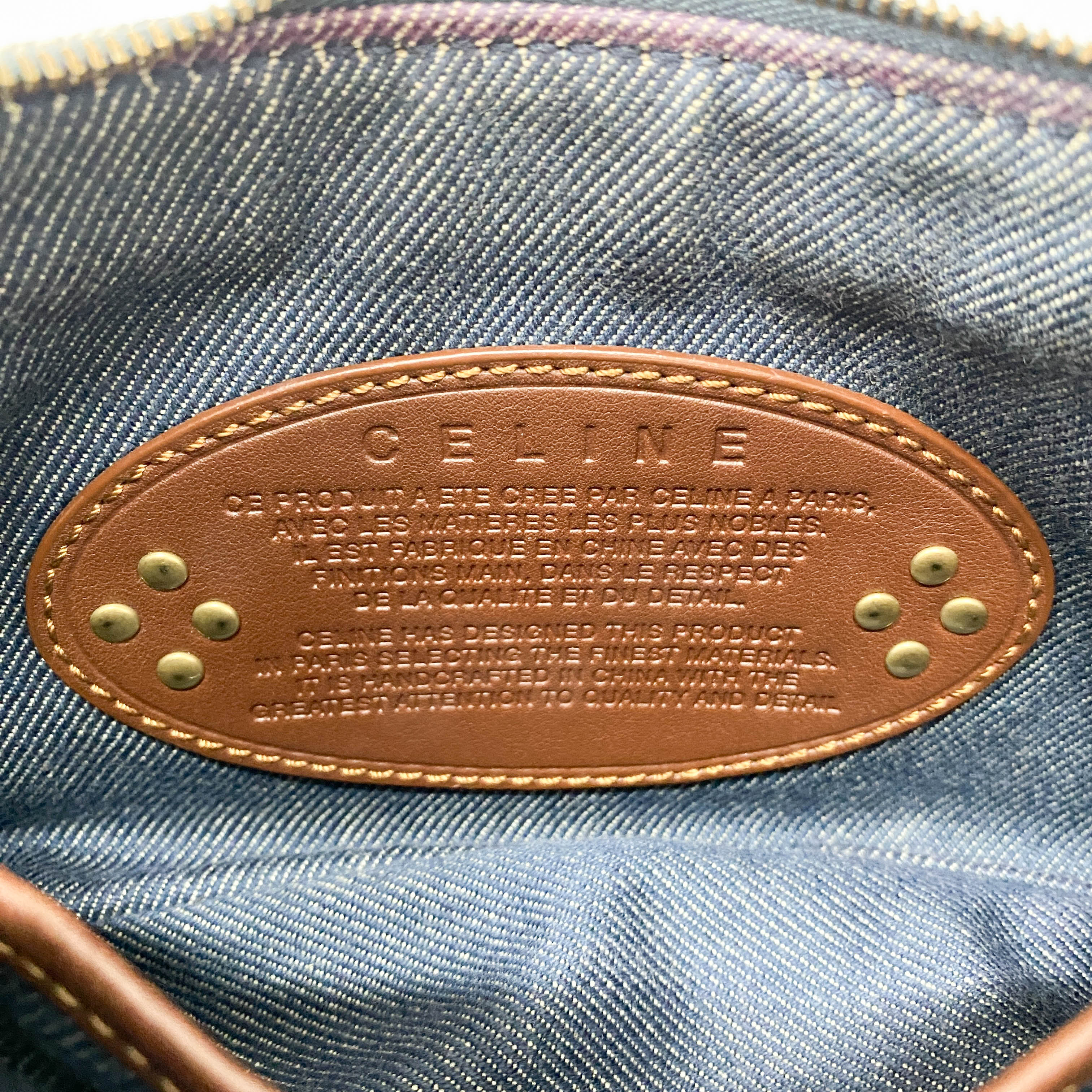 Paris Macadam Triomphe Blue Denim Pochette Shoulder Bag