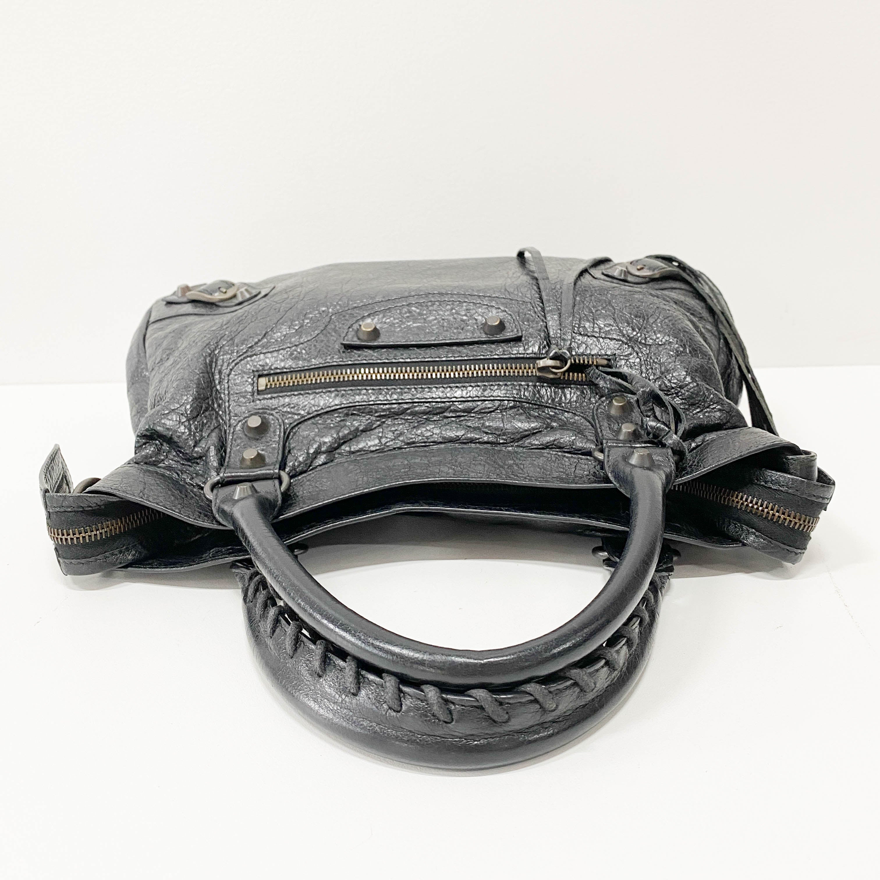 The First Black Leather Two Way Bag