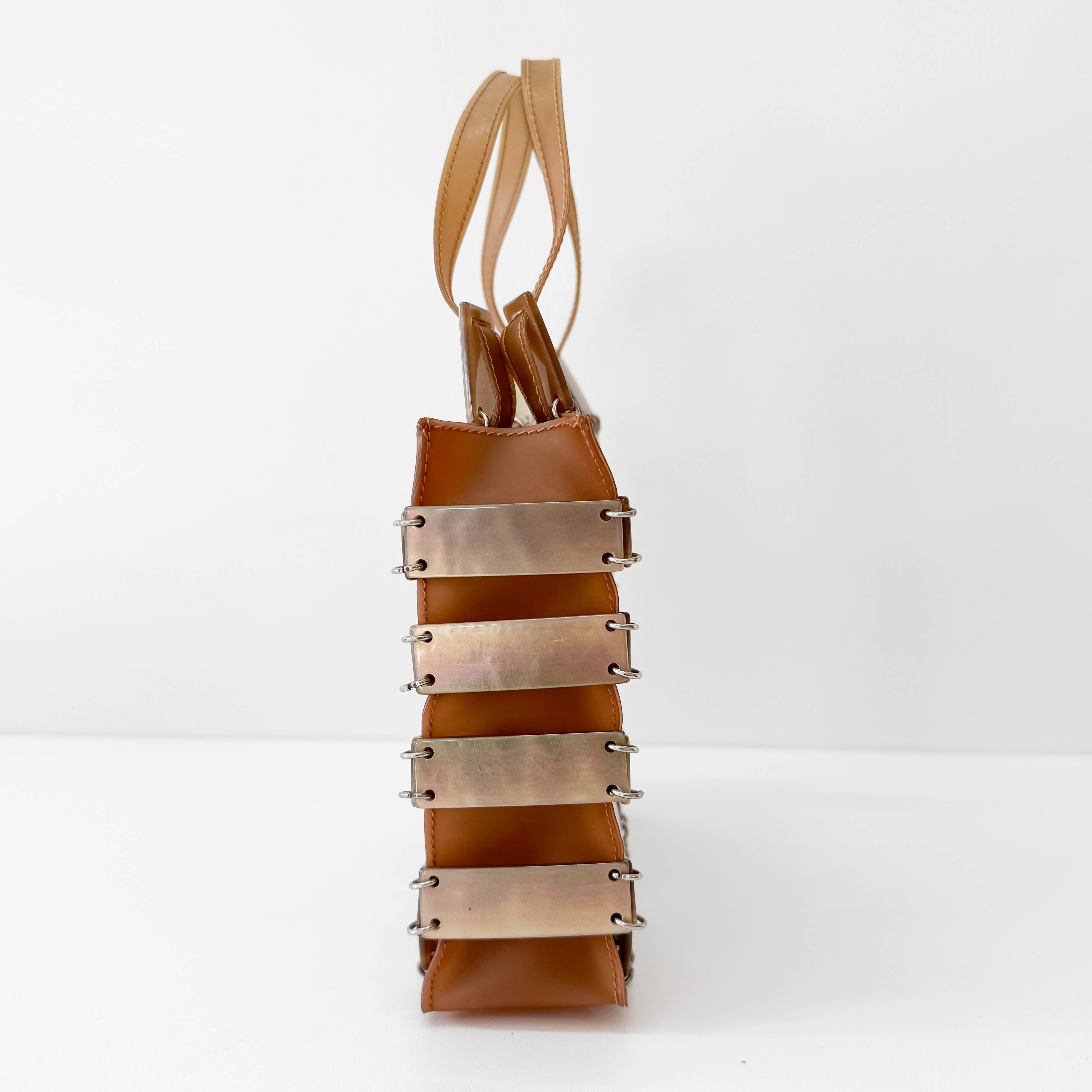 Mini Intrecciato Mother of Pearl Embellished  Brown Leather Handbag