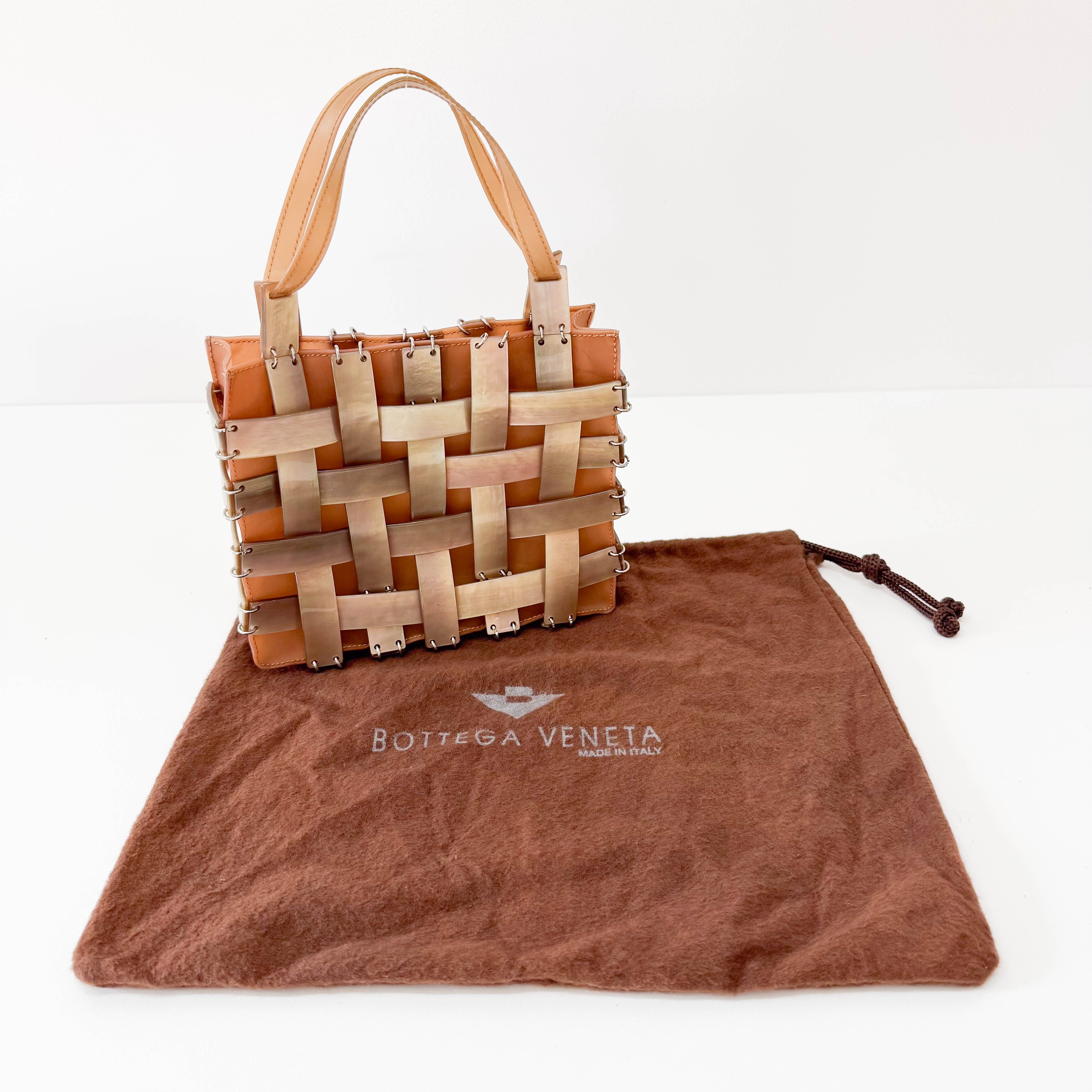 Mini Intrecciato Mother of Pearl Embellished  Brown Leather Handbag