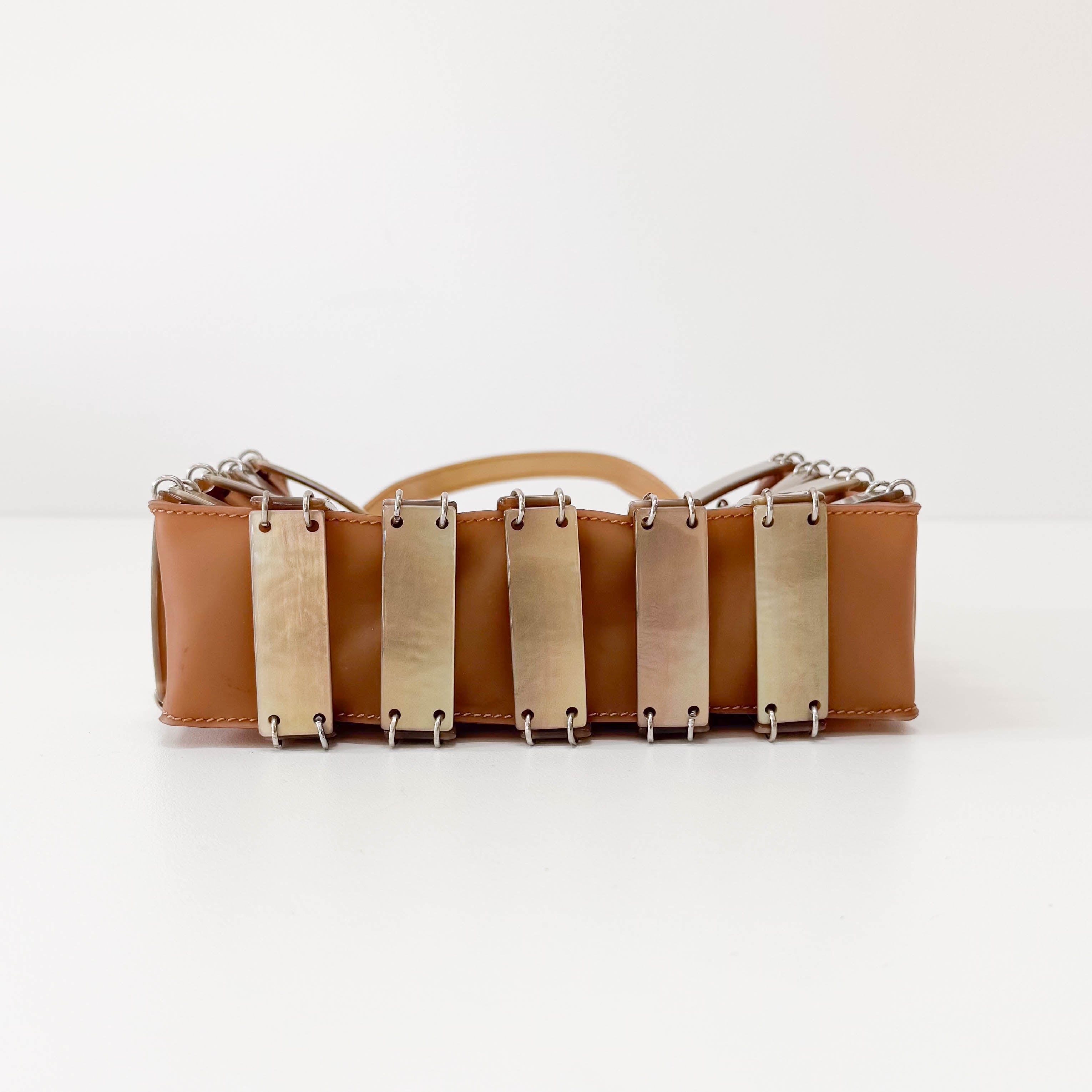 Mini Intrecciato Mother of Pearl Embellished  Brown Leather Handbag