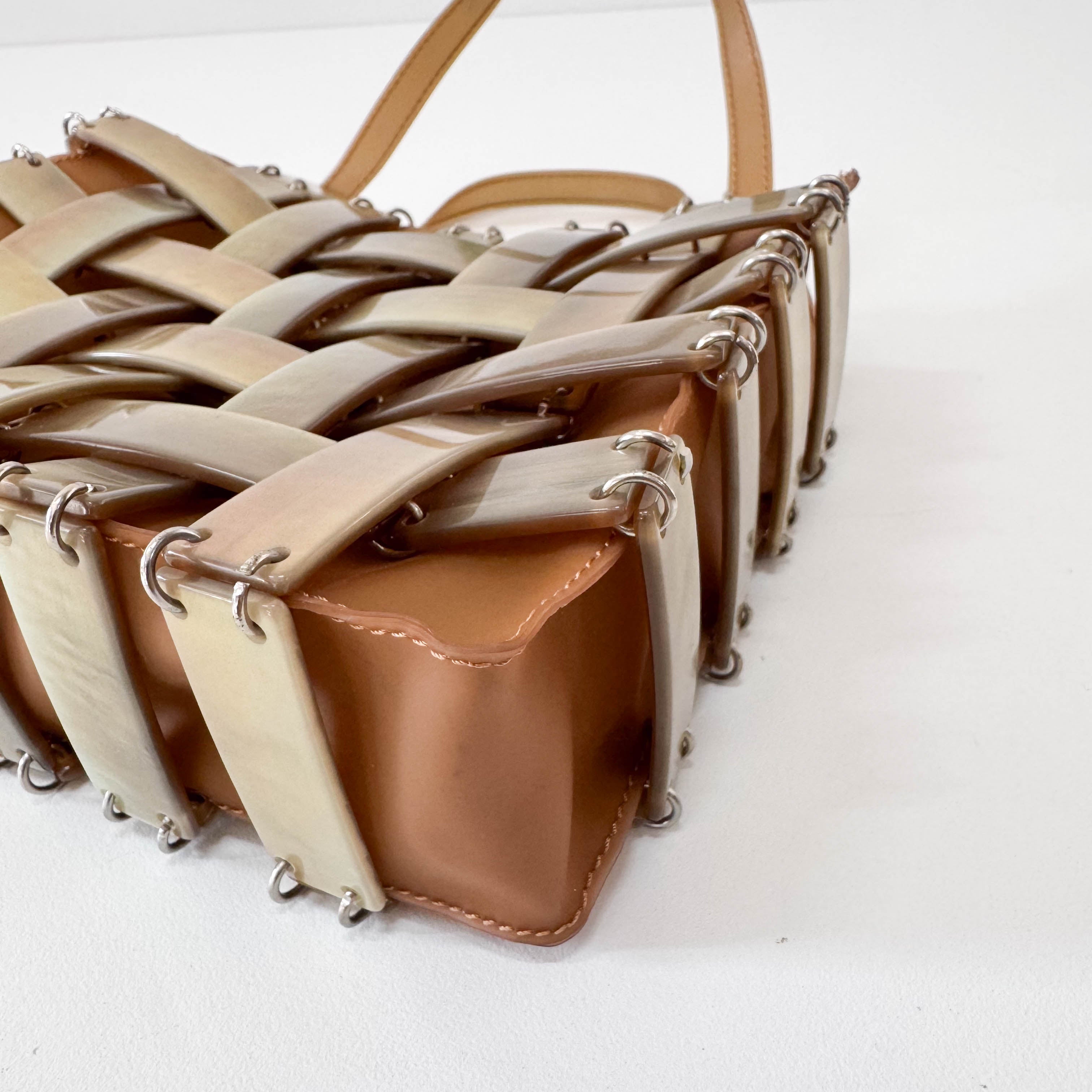 Mini Intrecciato Mother of Pearl Embellished  Brown Leather Handbag