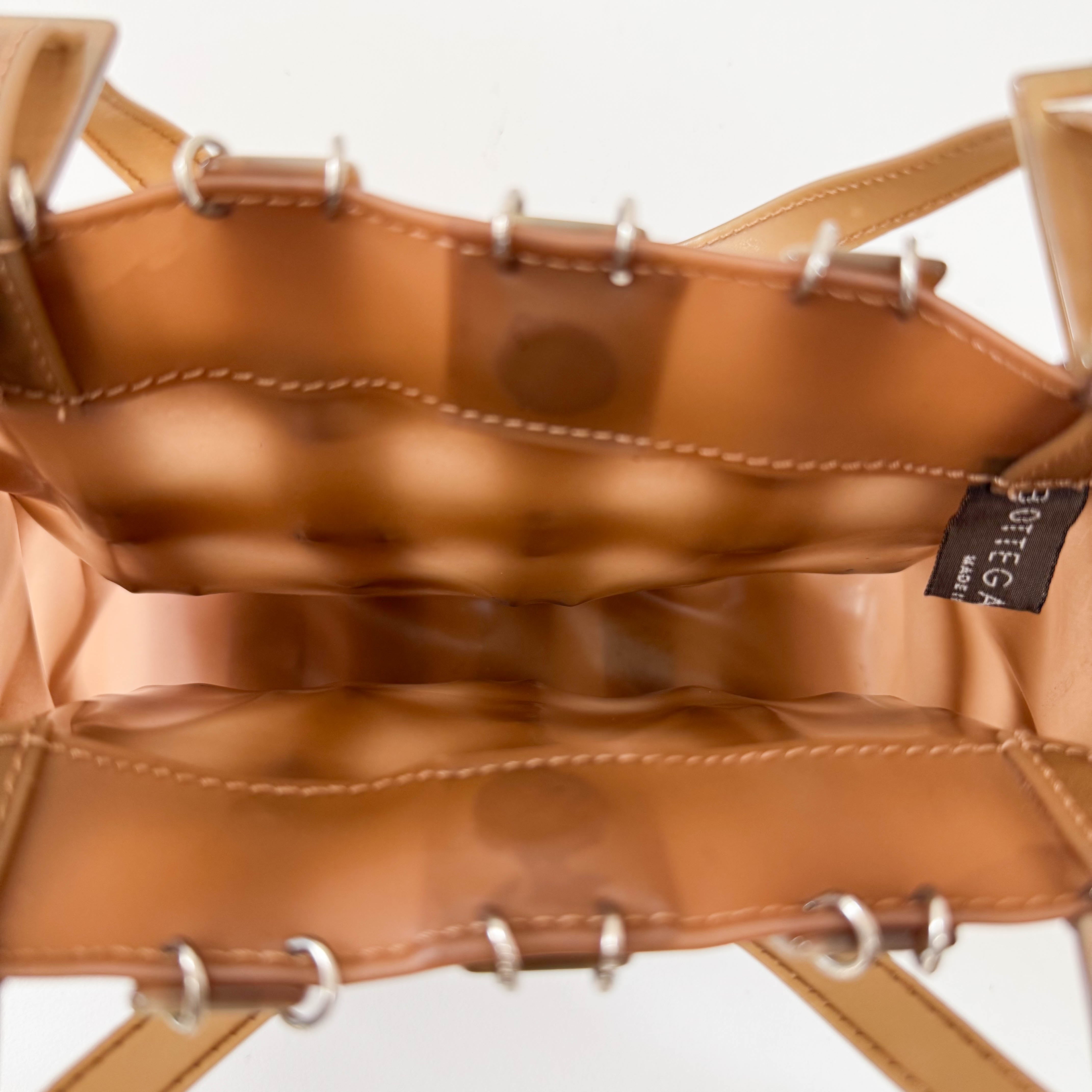 Mini Intrecciato Mother of Pearl Embellished  Brown Leather Handbag