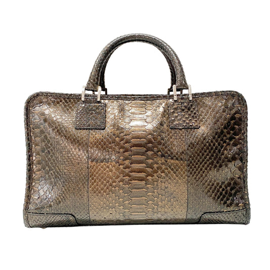 Anagram Bronze Python Embossed Leather Handbag