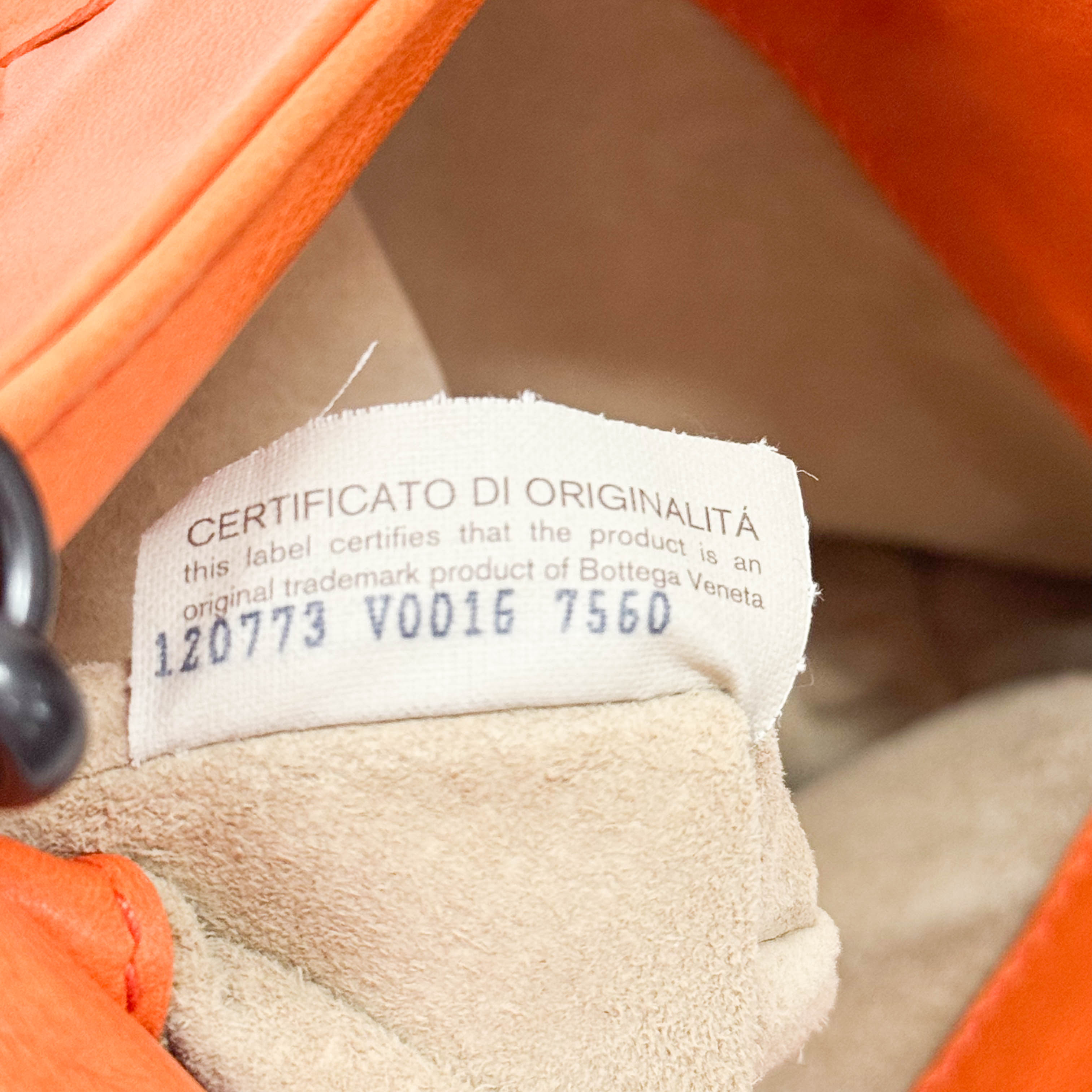 Intrecciato Orange Leather Shoulder Bag