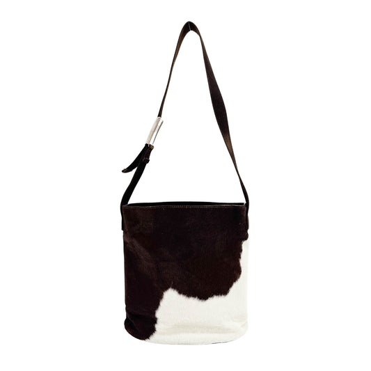 Brown Cow Print Pony Hair Shoulder Bag