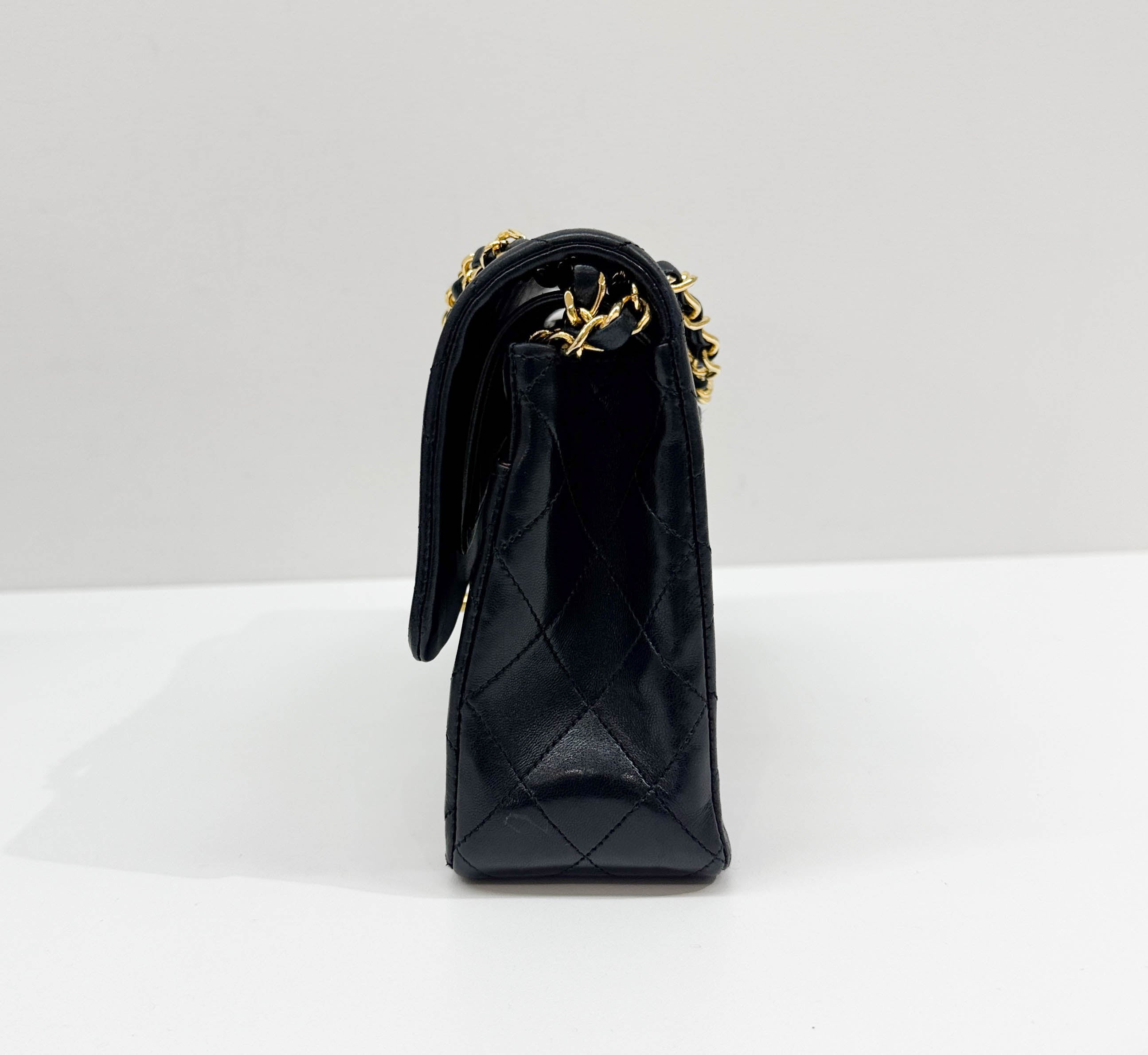 Classic Double Flap Black Matelasse Leather Shoulder Bag