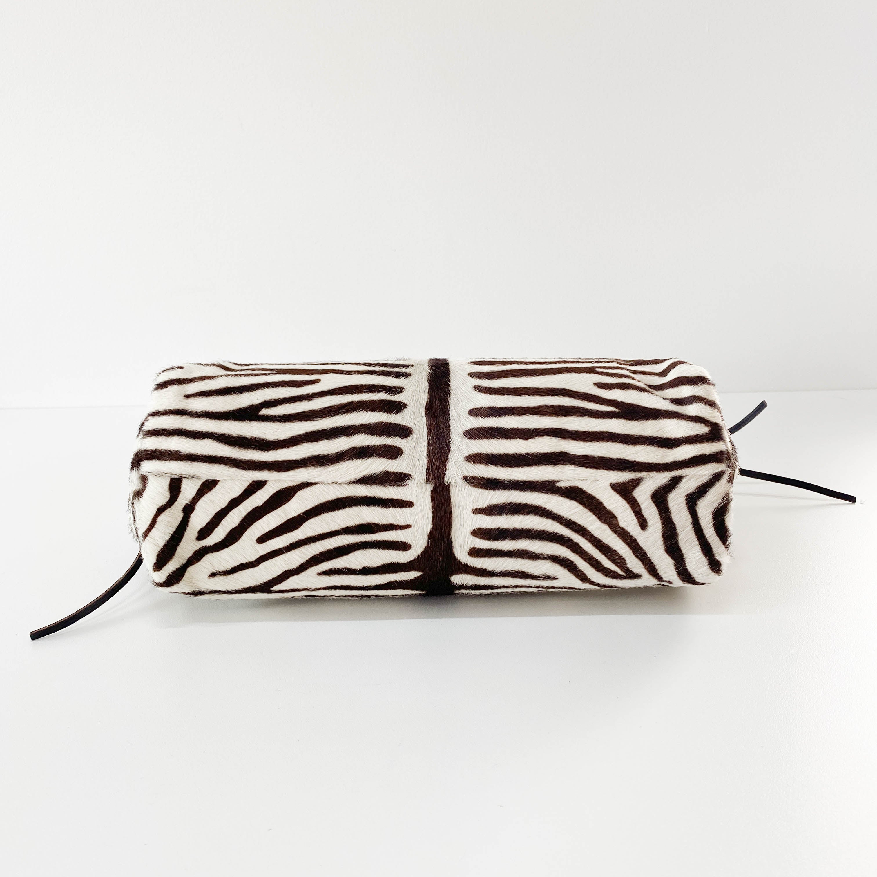 Zebra Pony Hair Top Handle Bag