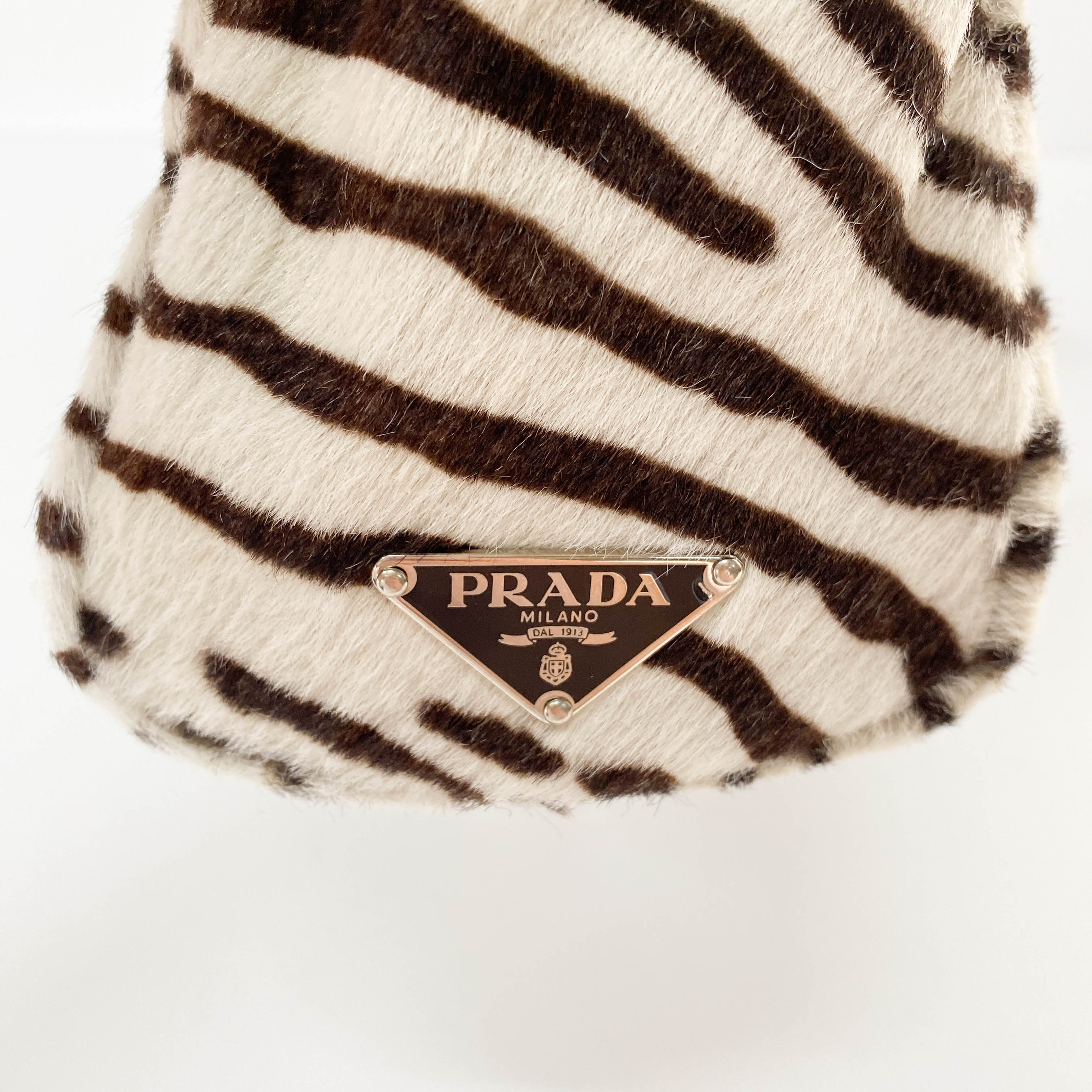 Zebra Pony Hair Top Handle Bag