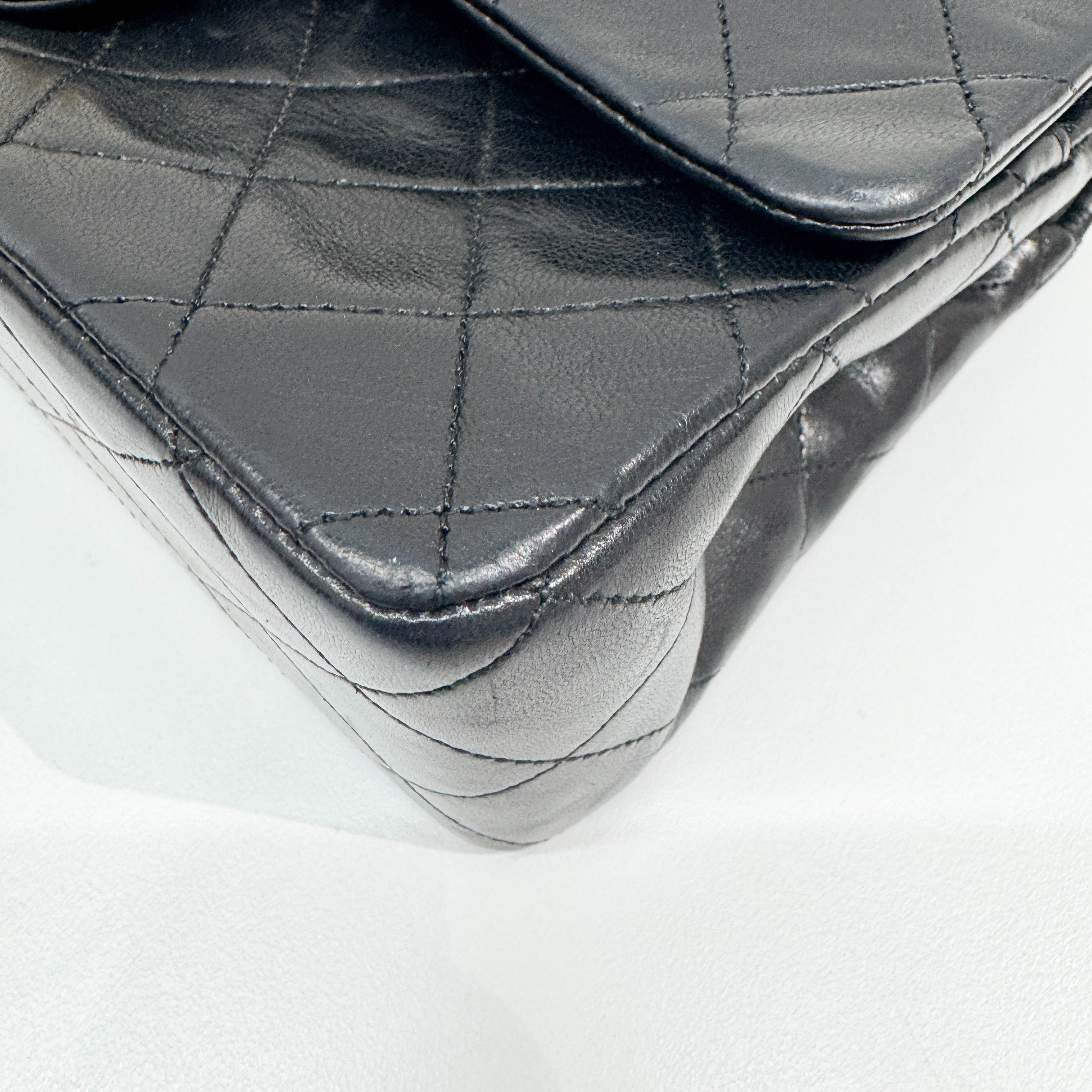 Classic Double Flap Black Matelasse Leather Shoulder Bag