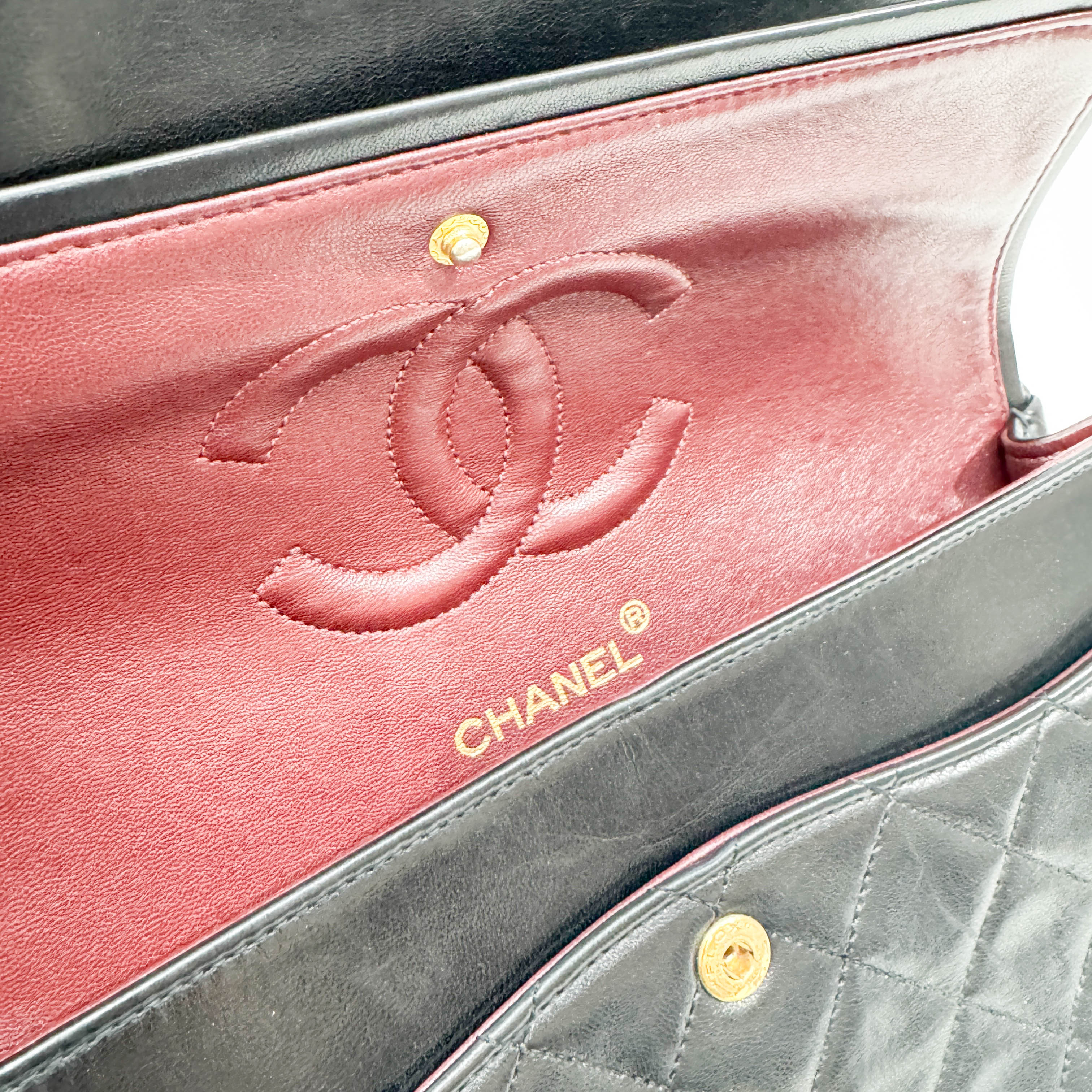 Classic Double Flap Black Matelasse Leather Shoulder Bag