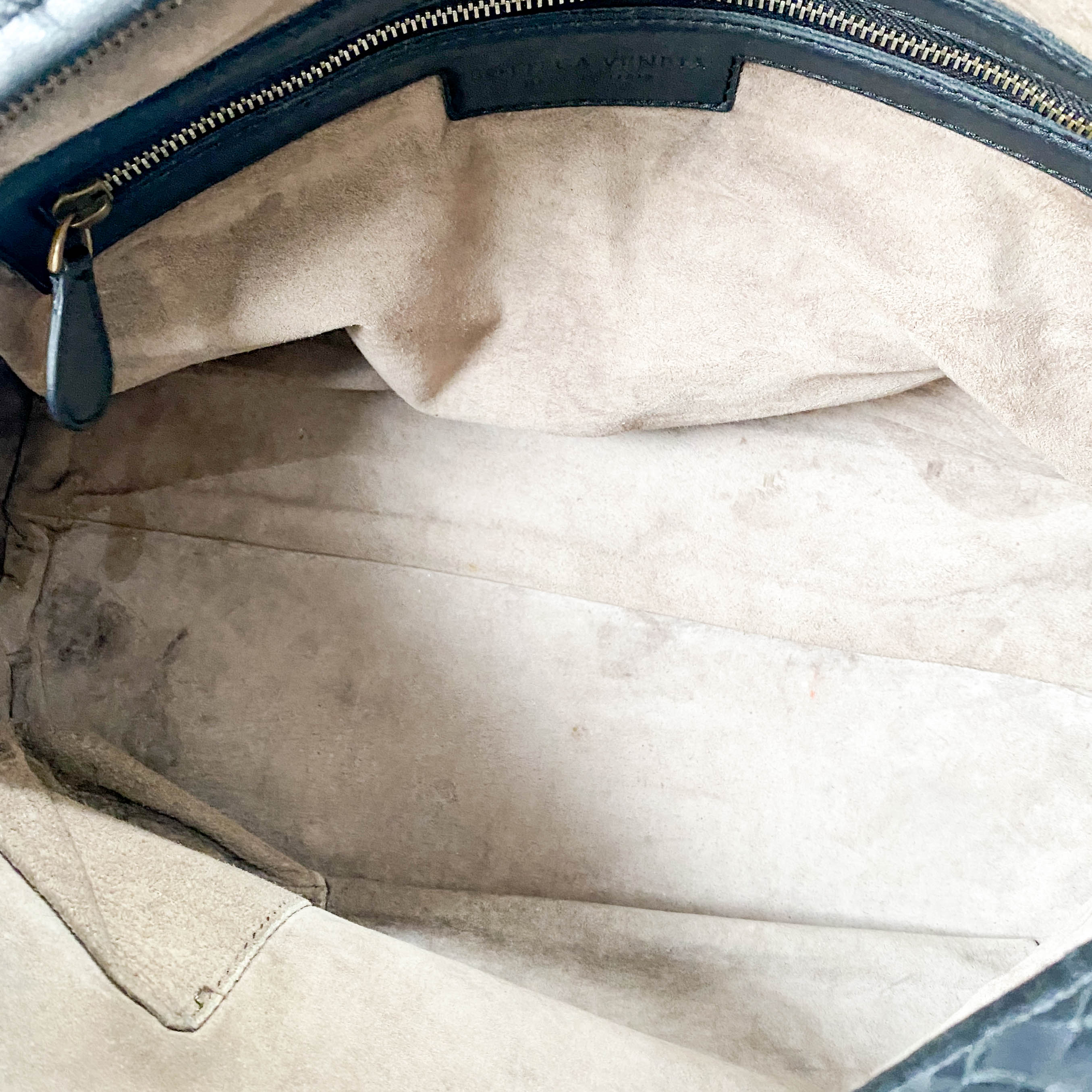 Intrecciato Bowling Bag Black Leather Shoulder Bag