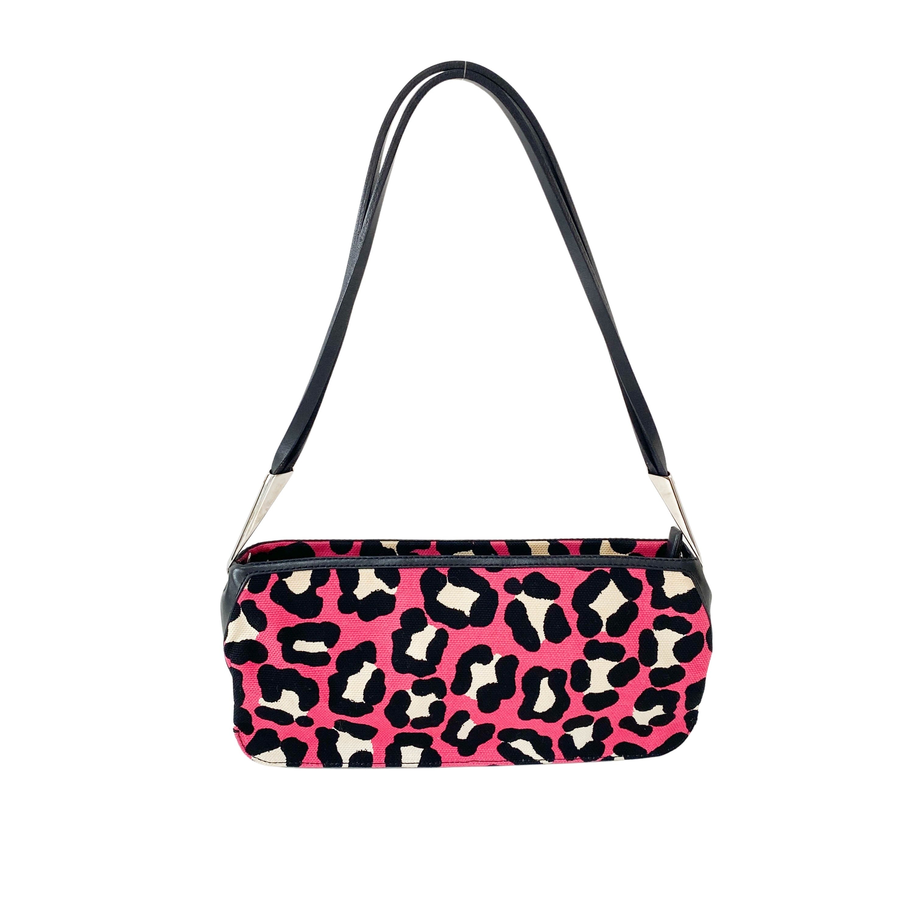 Pink Leopard Canvas Shoulder Bag
