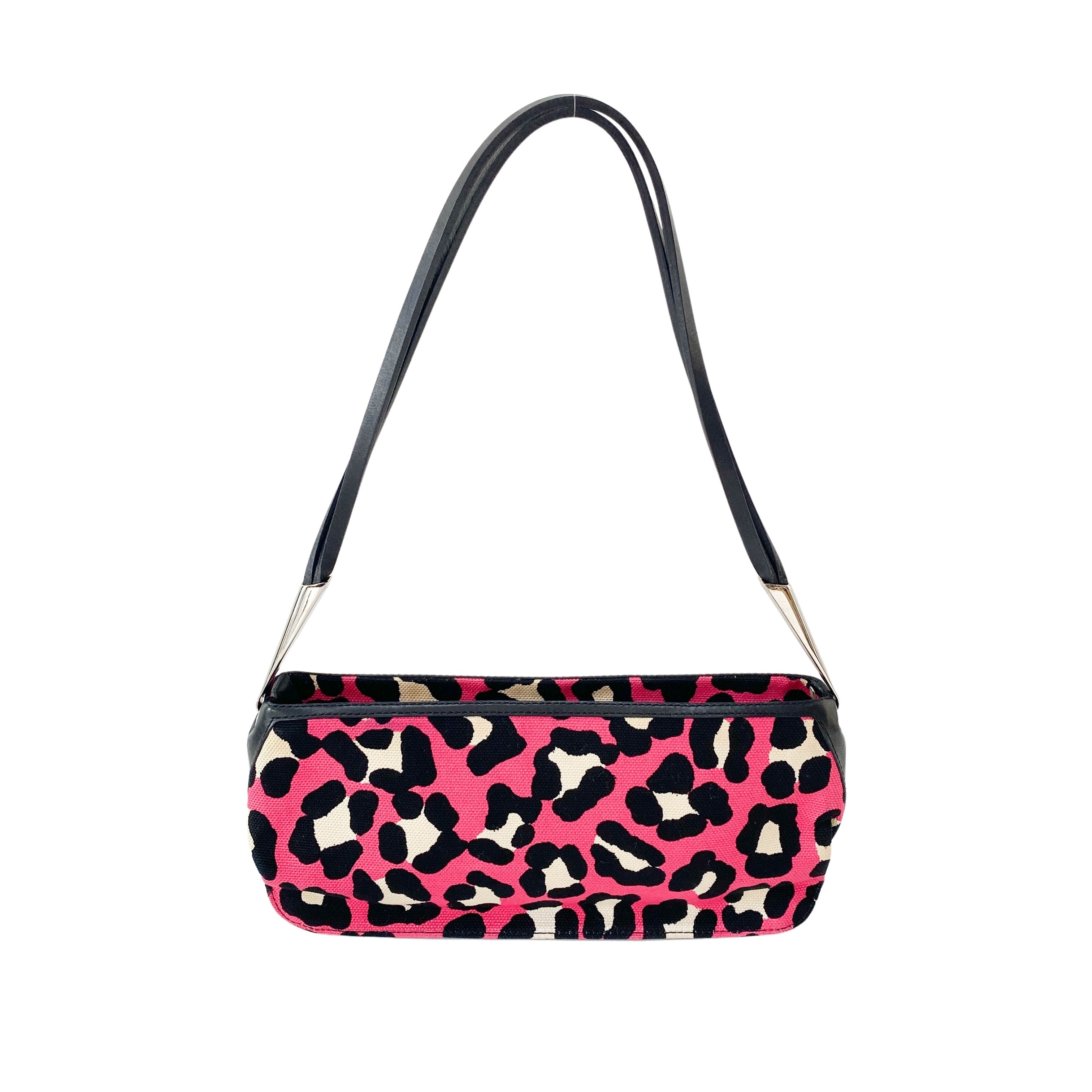 Pink Leopard Canvas Shoulder Bag