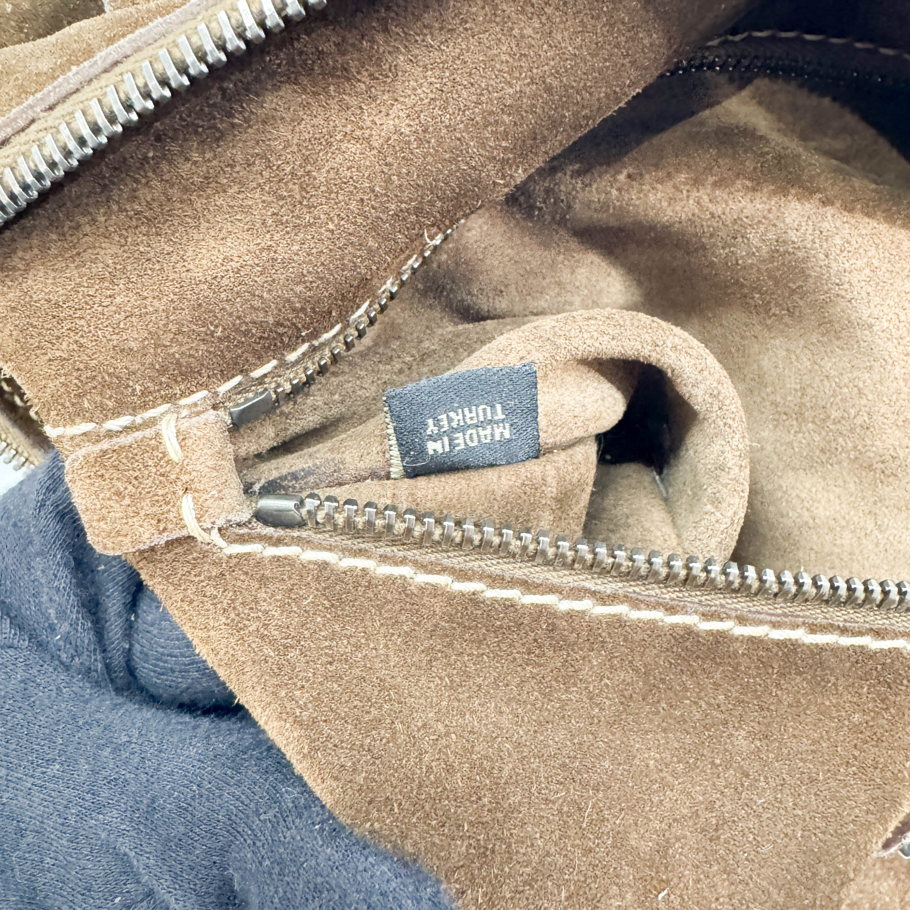 Studded Fringe Brown Suede Two Way Tote Bag