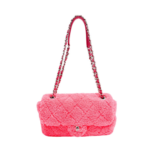 Classic Flap Neo Pink Towel Shoulder Bag