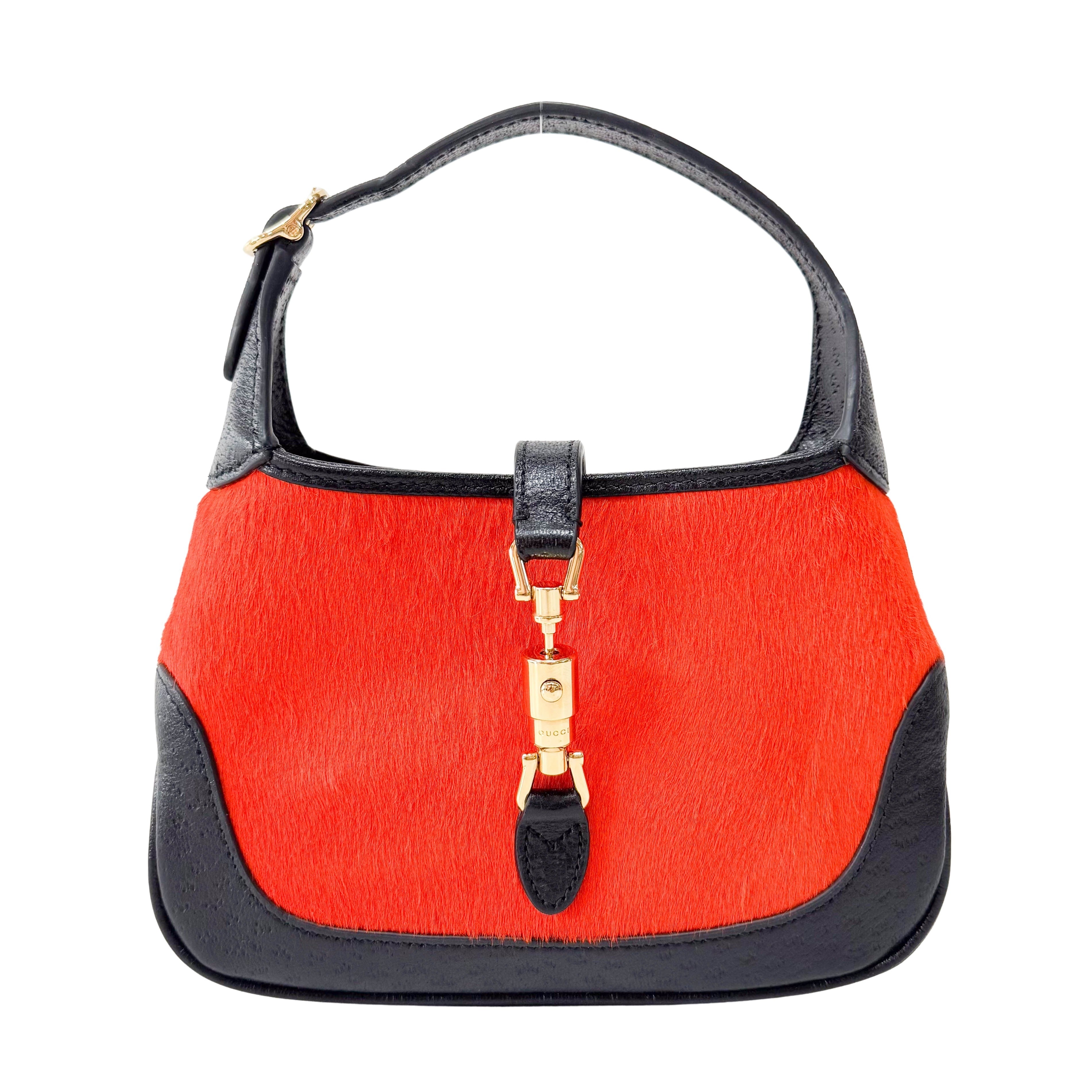 Jackie Mini Orange & Black Pony Hair Handbag