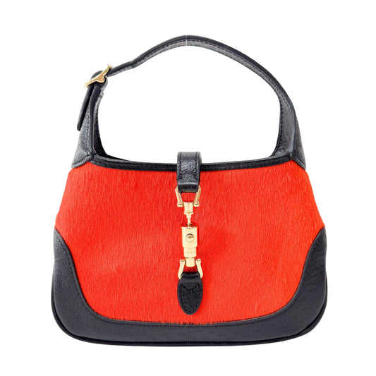 Jackie Mini Orange & Black Pony Hair Handbag