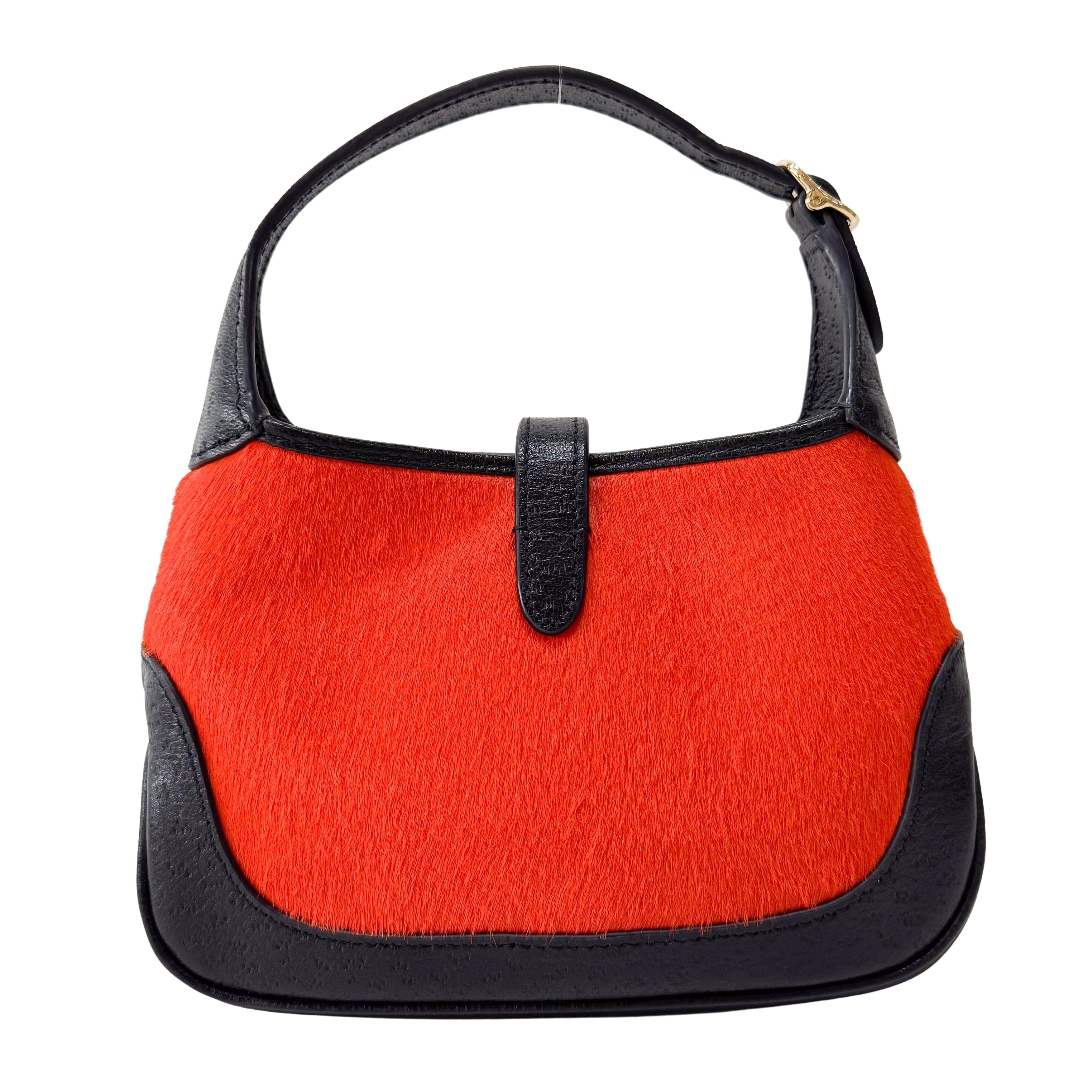Jackie Mini Orange & Black Pony Hair Handbag