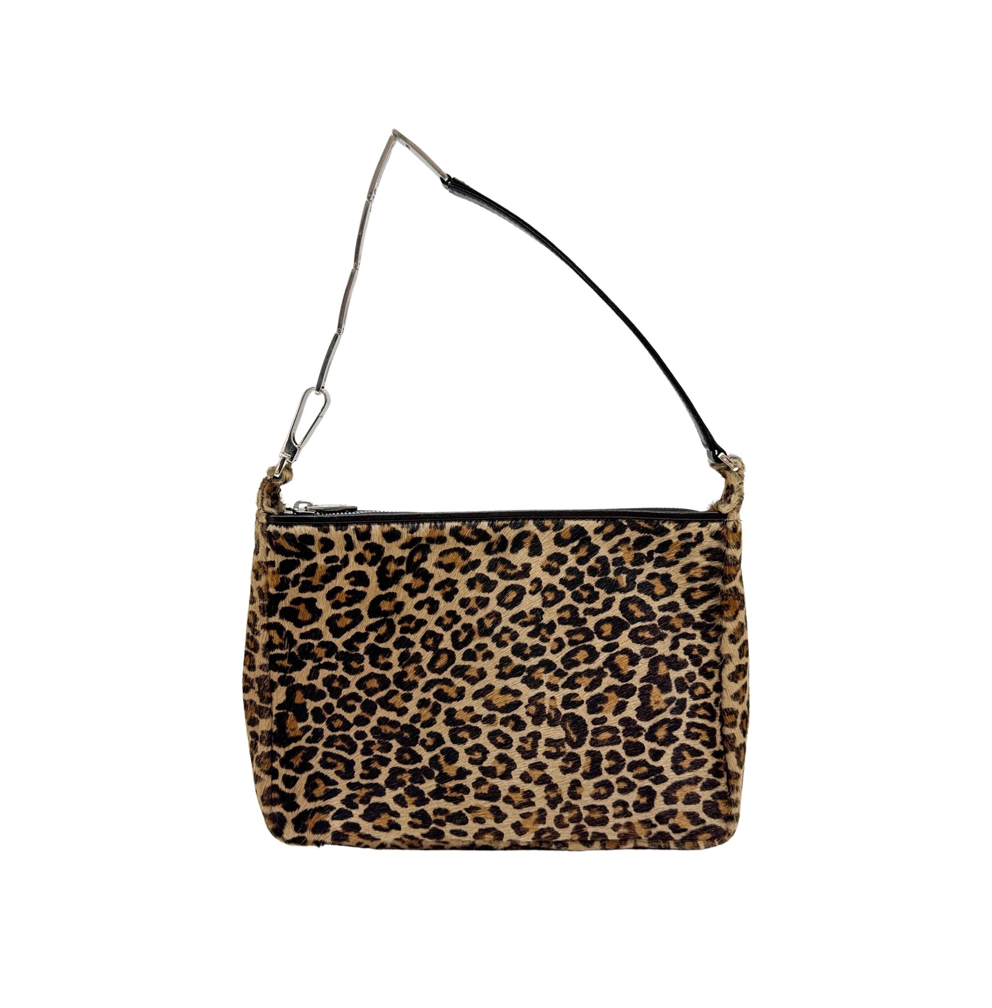 Brown Leopard Print Pony Hair Shoulder Bag