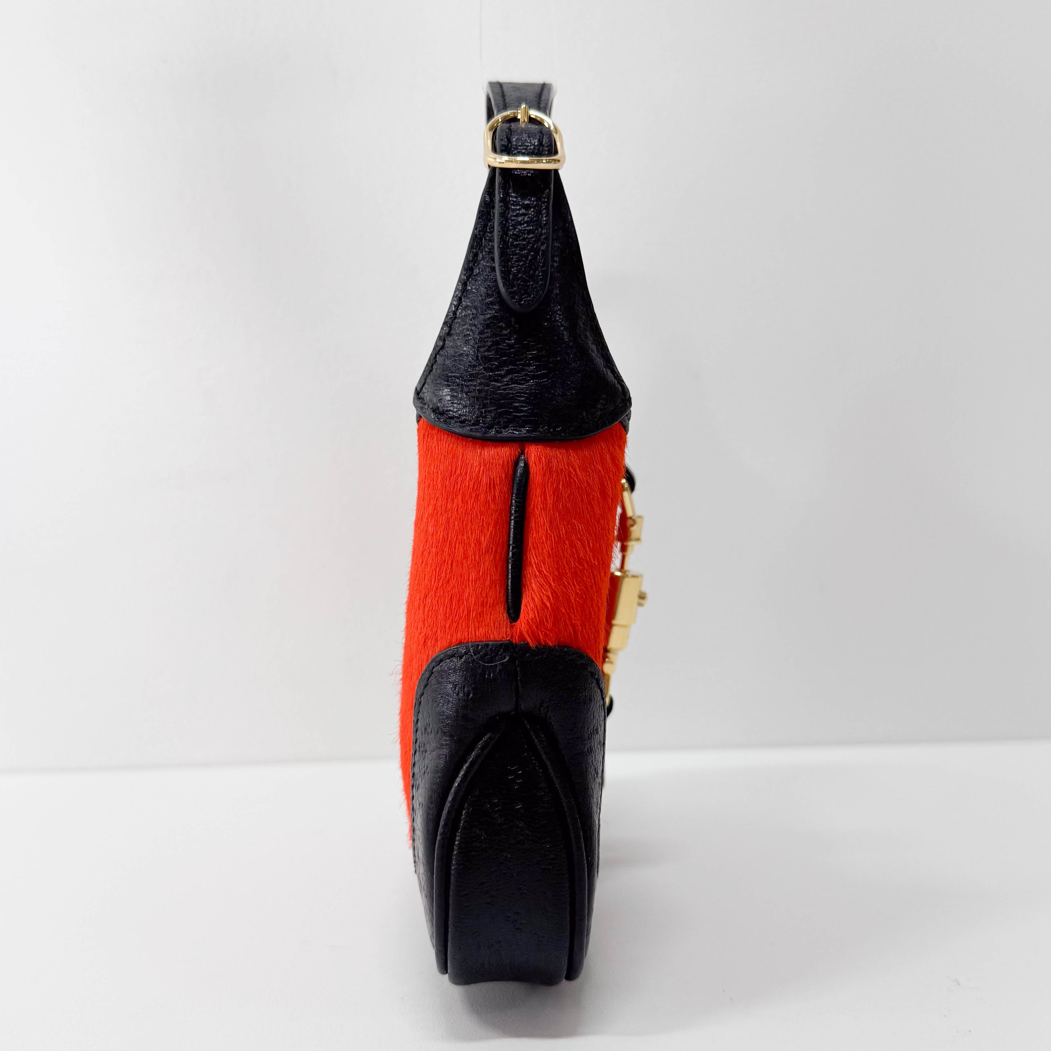 Jackie Mini Orange & Black Pony Hair Handbag