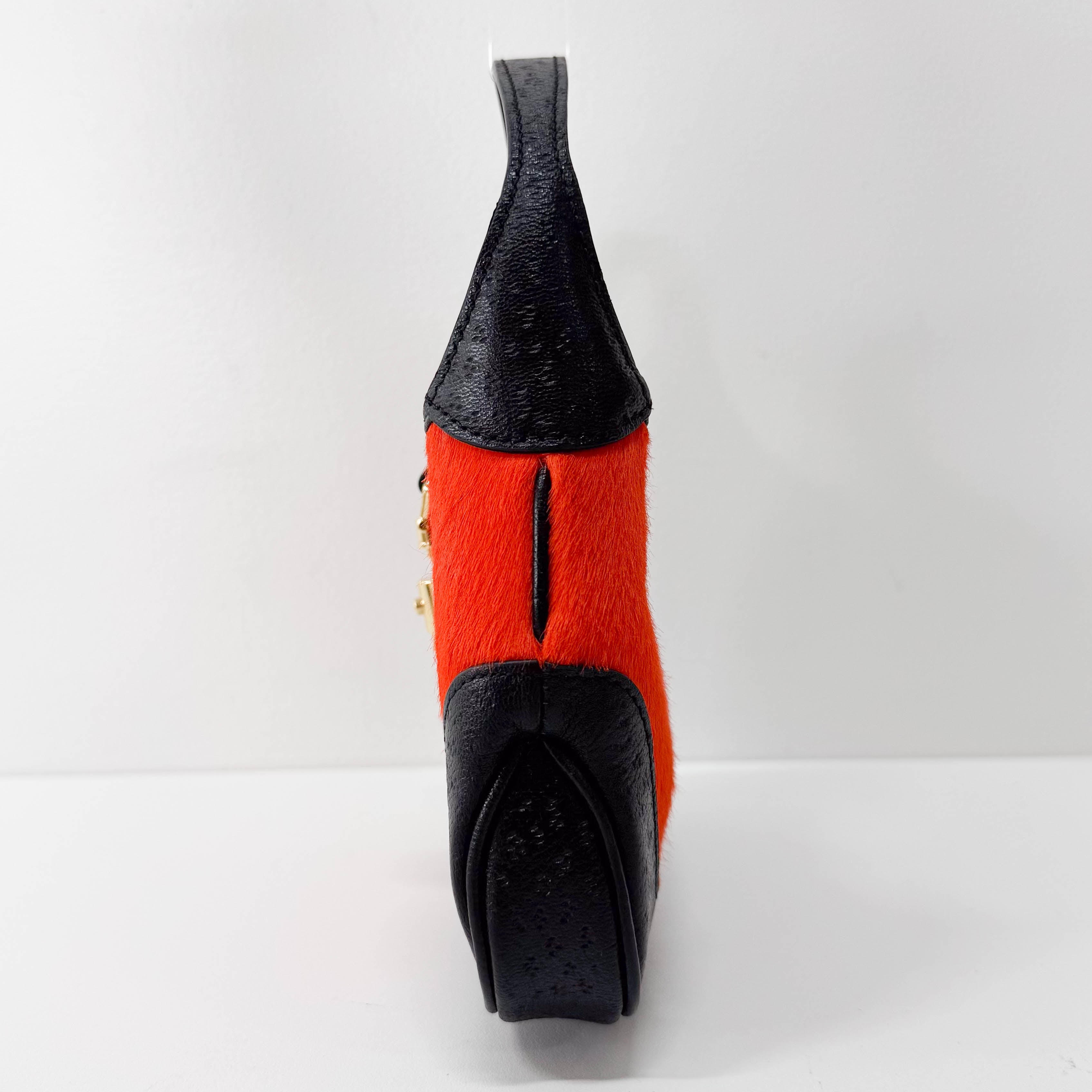 Jackie Mini Orange & Black Pony Hair Handbag