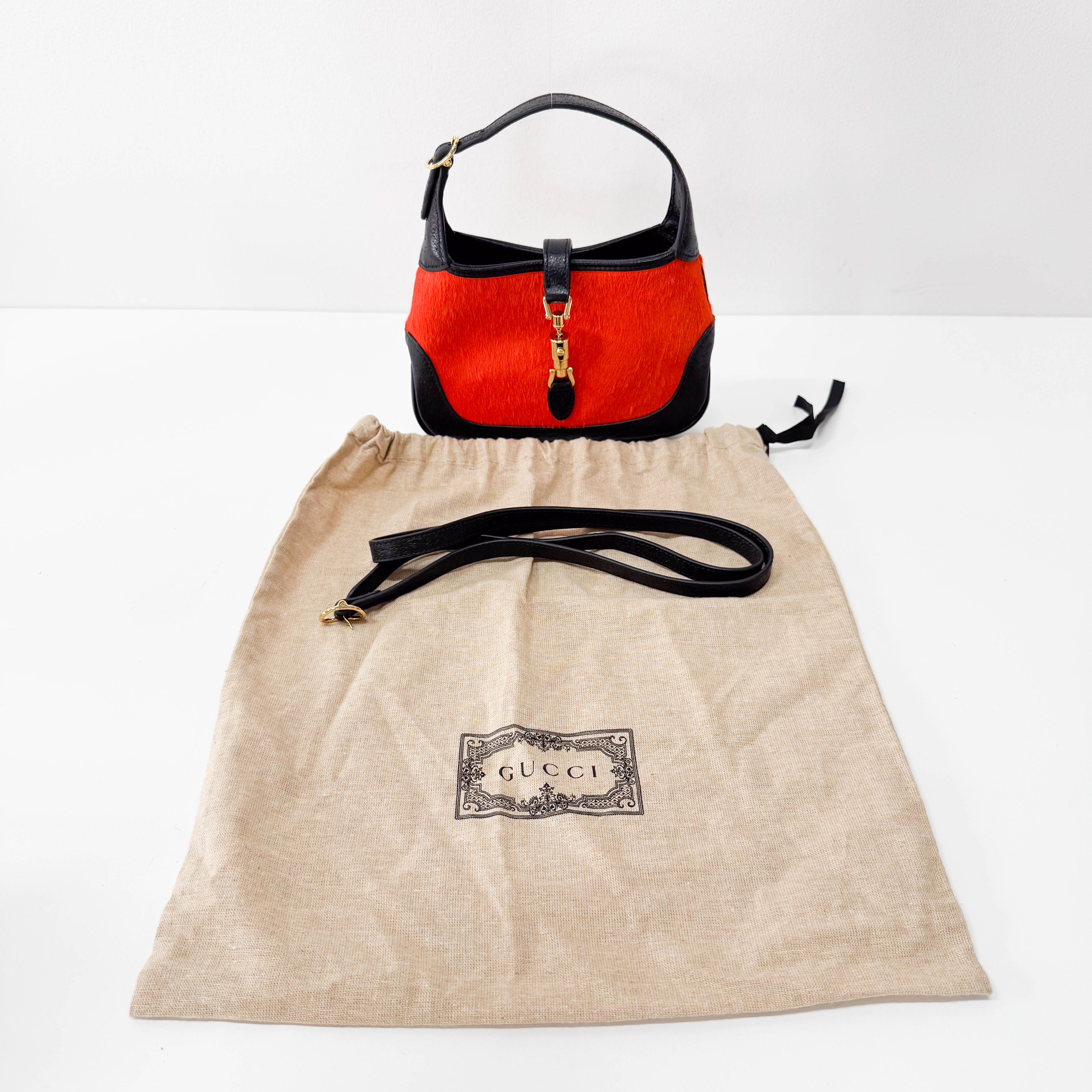 Jackie Mini Orange & Black Pony Hair Handbag