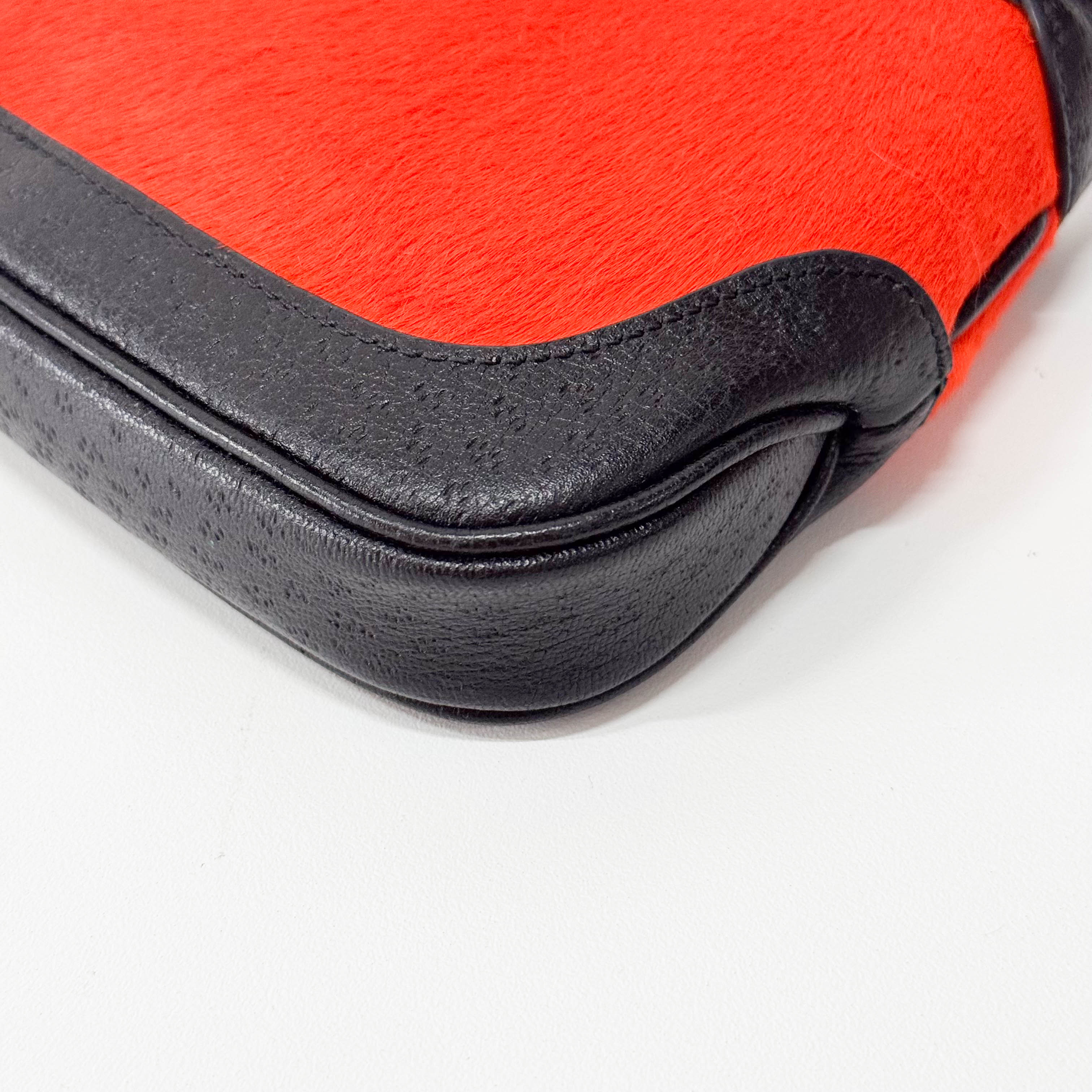 Jackie Mini Orange & Black Pony Hair Handbag