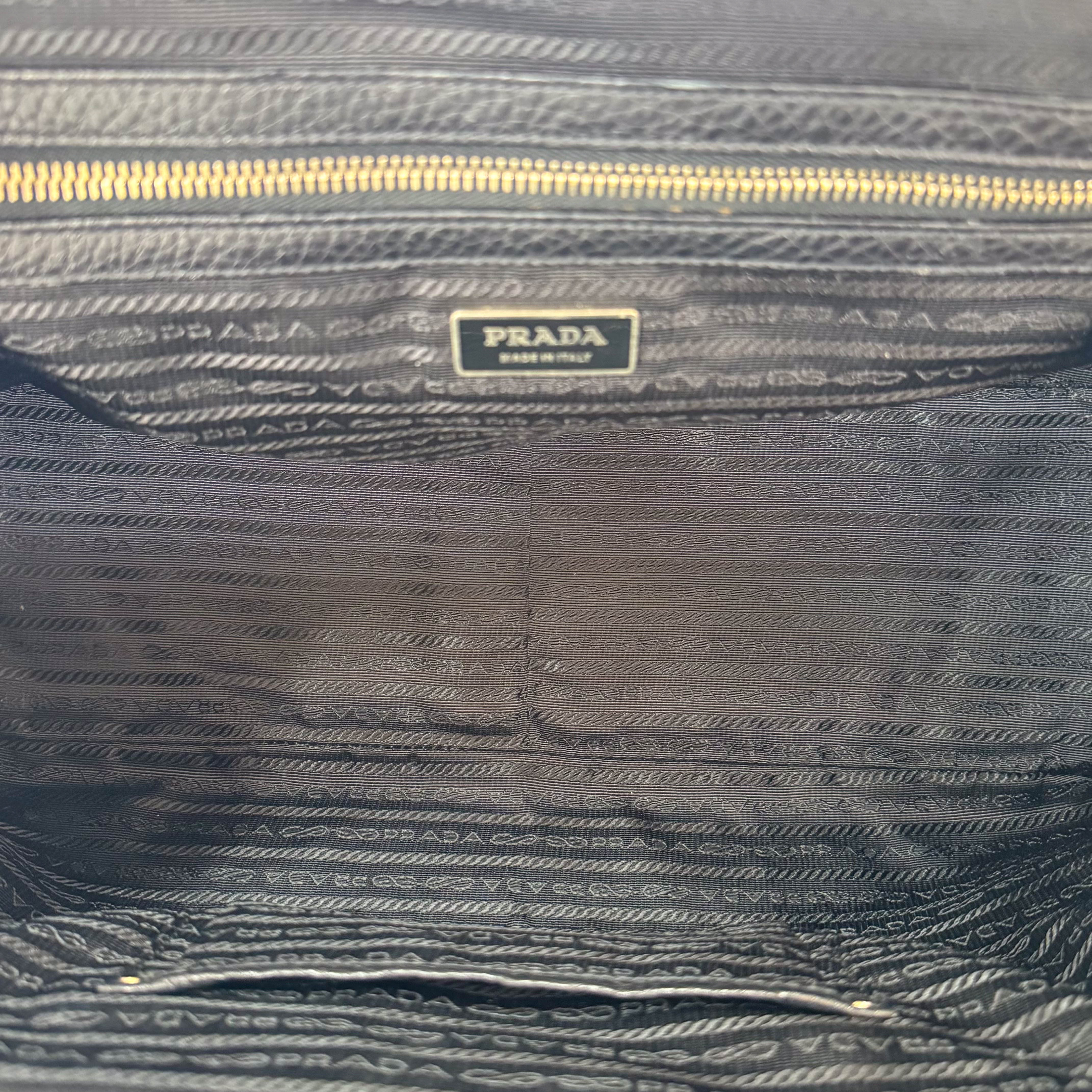 Braided Handle Black Leather Bag