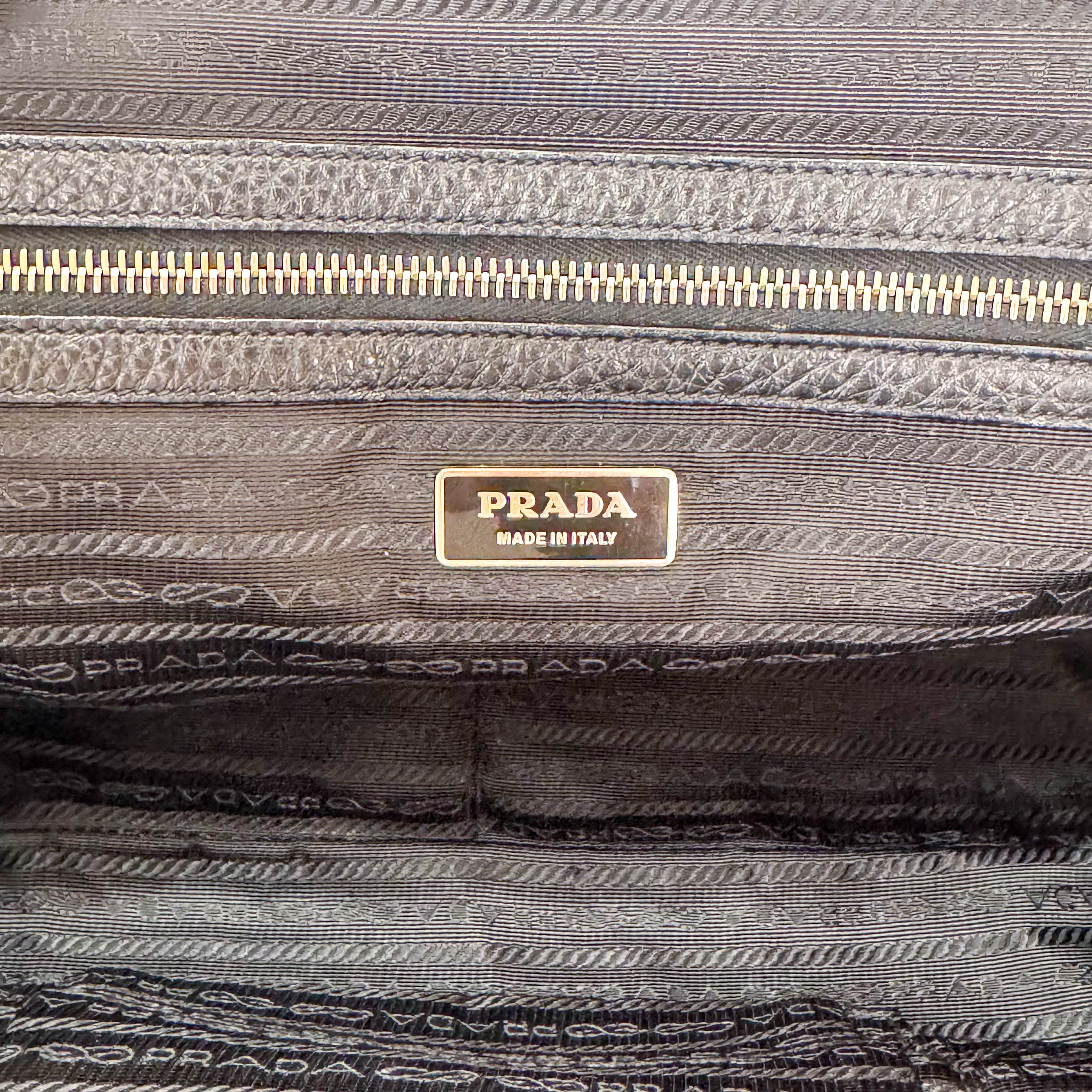 Braided Handle Black Leather Bag