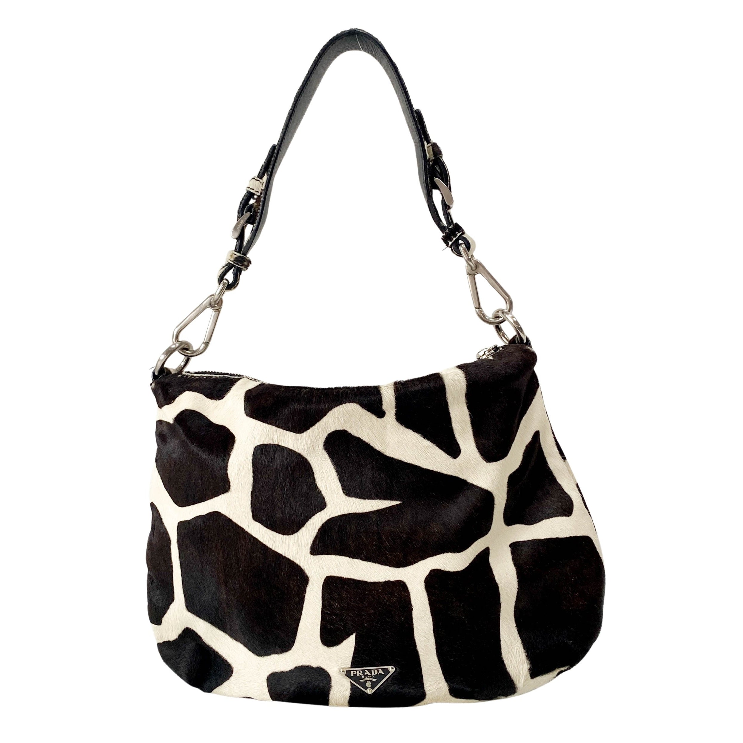 Cow Print Calf Fur Shoulder Bag