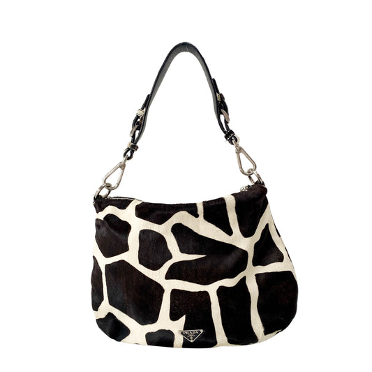 Cow Print Calf Fur Shoulder Bag