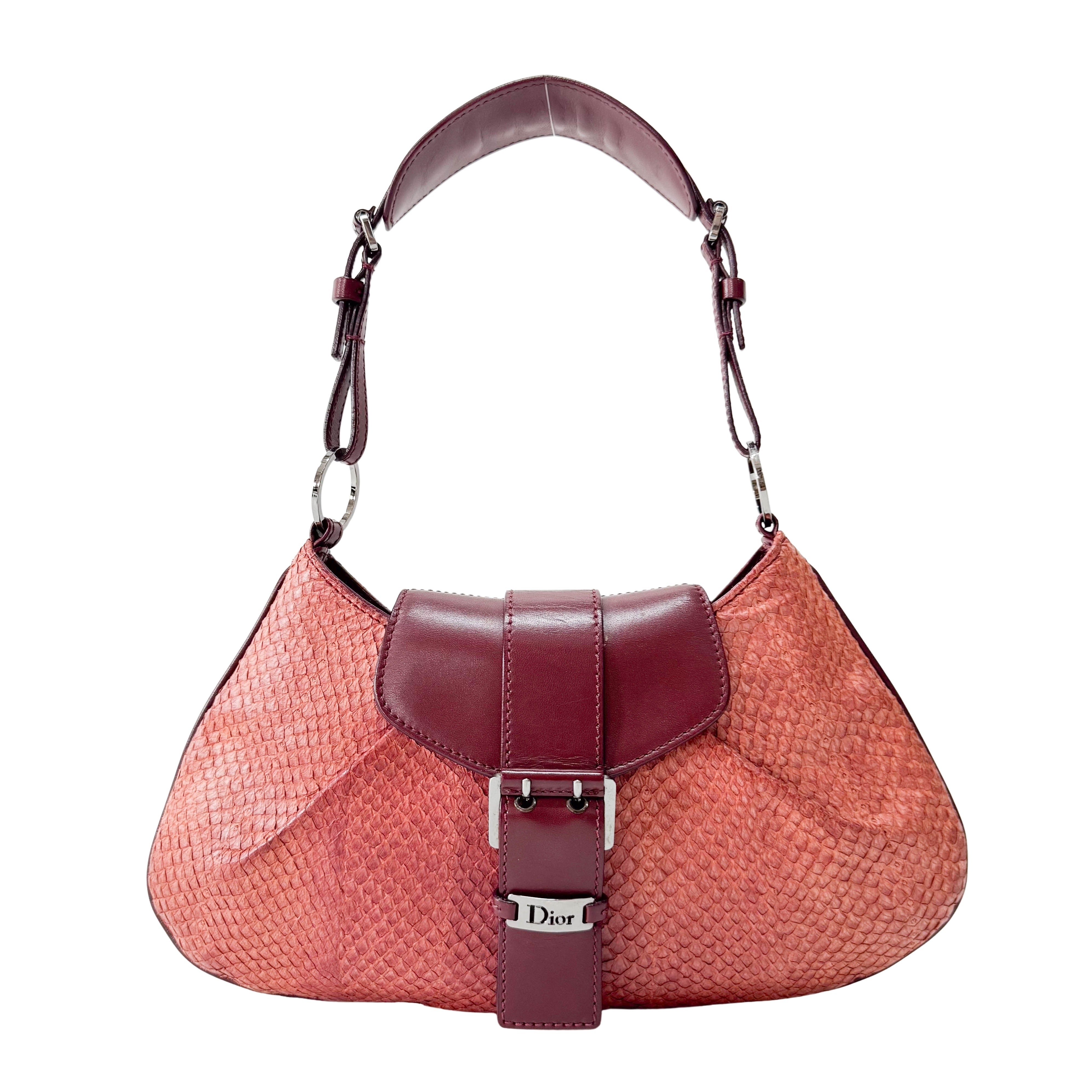Red Leather Boat Shoulder Bag