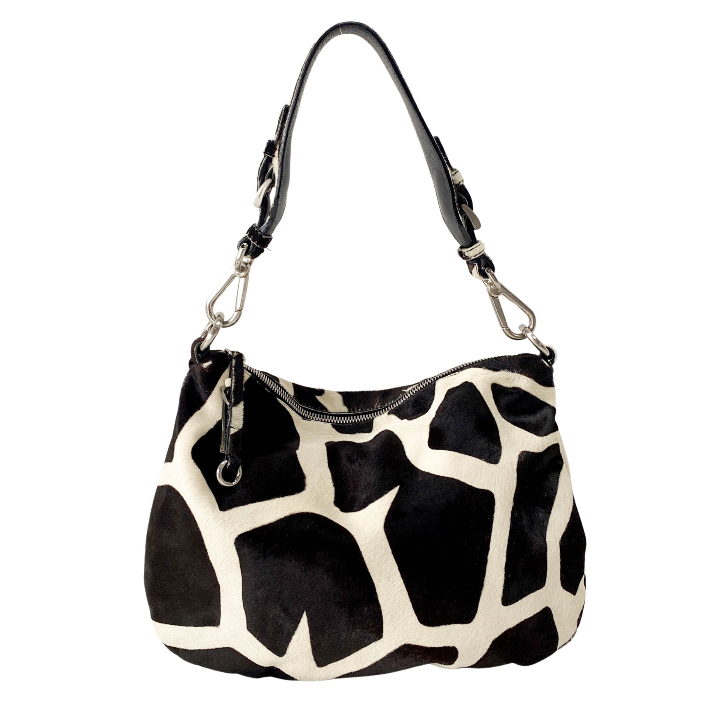 Cow Print Calf Fur Shoulder Bag