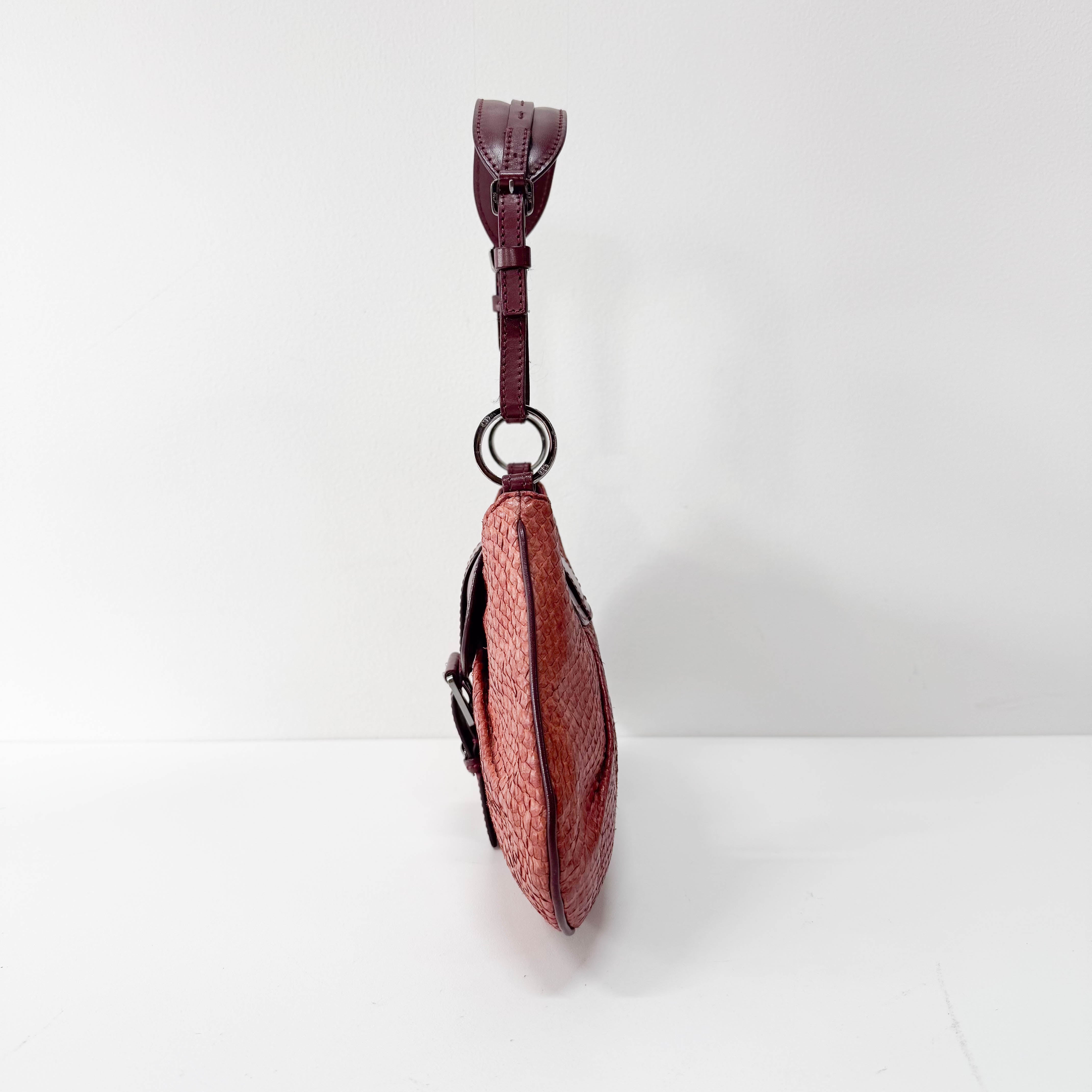 Red Leather Boat Shoulder Bag