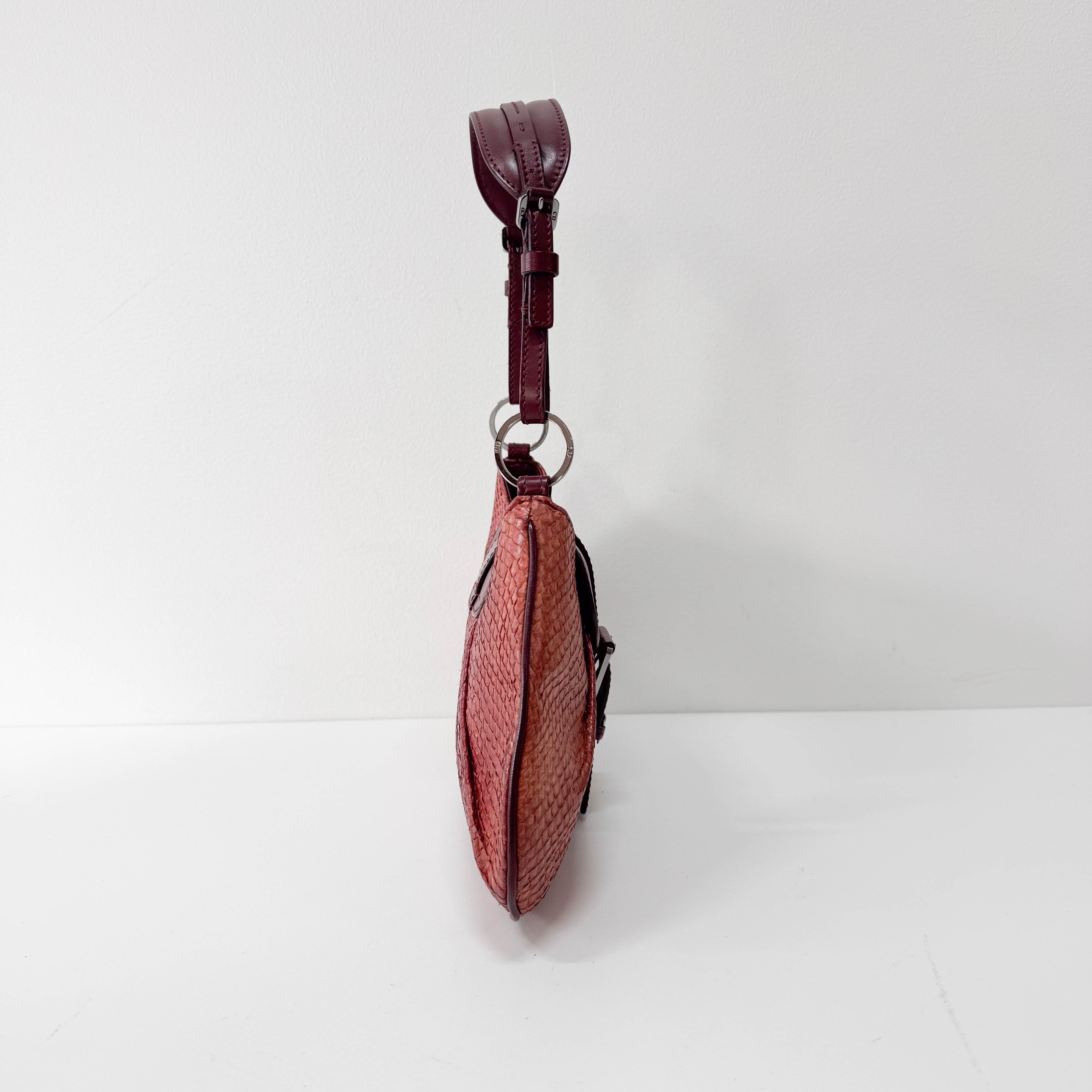 Red Leather Boat Shoulder Bag