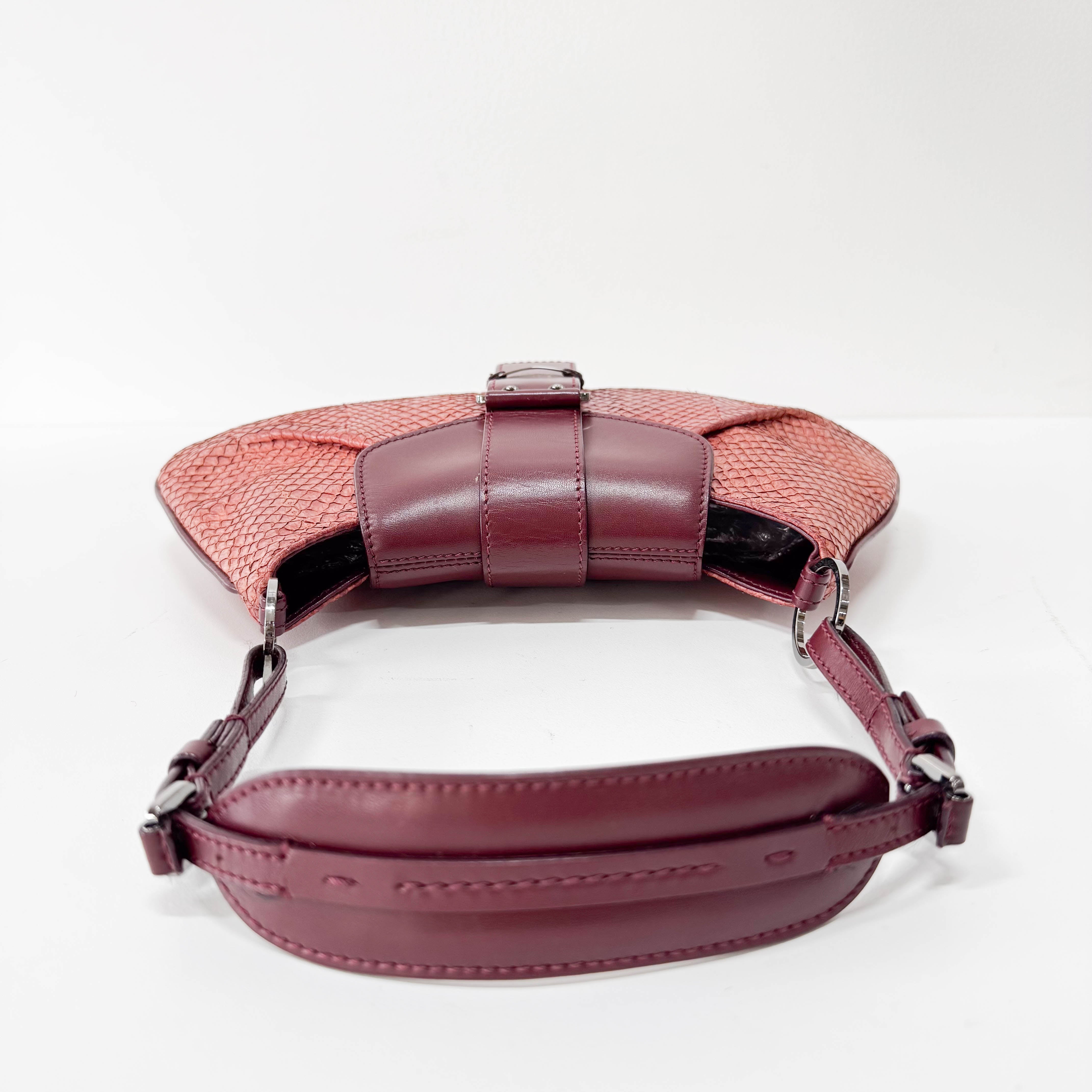 Red Leather Boat Shoulder Bag