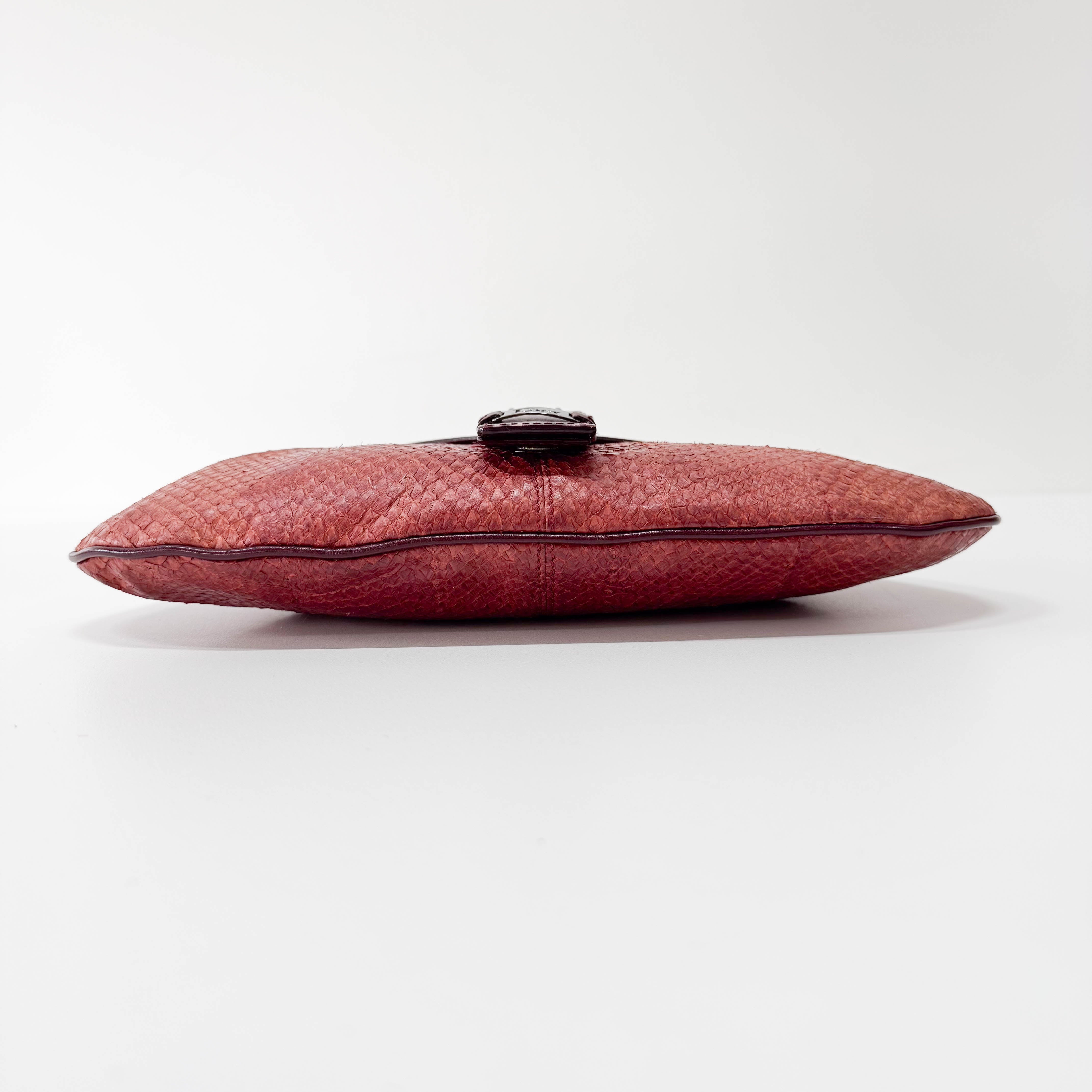 Red Leather Boat Shoulder Bag