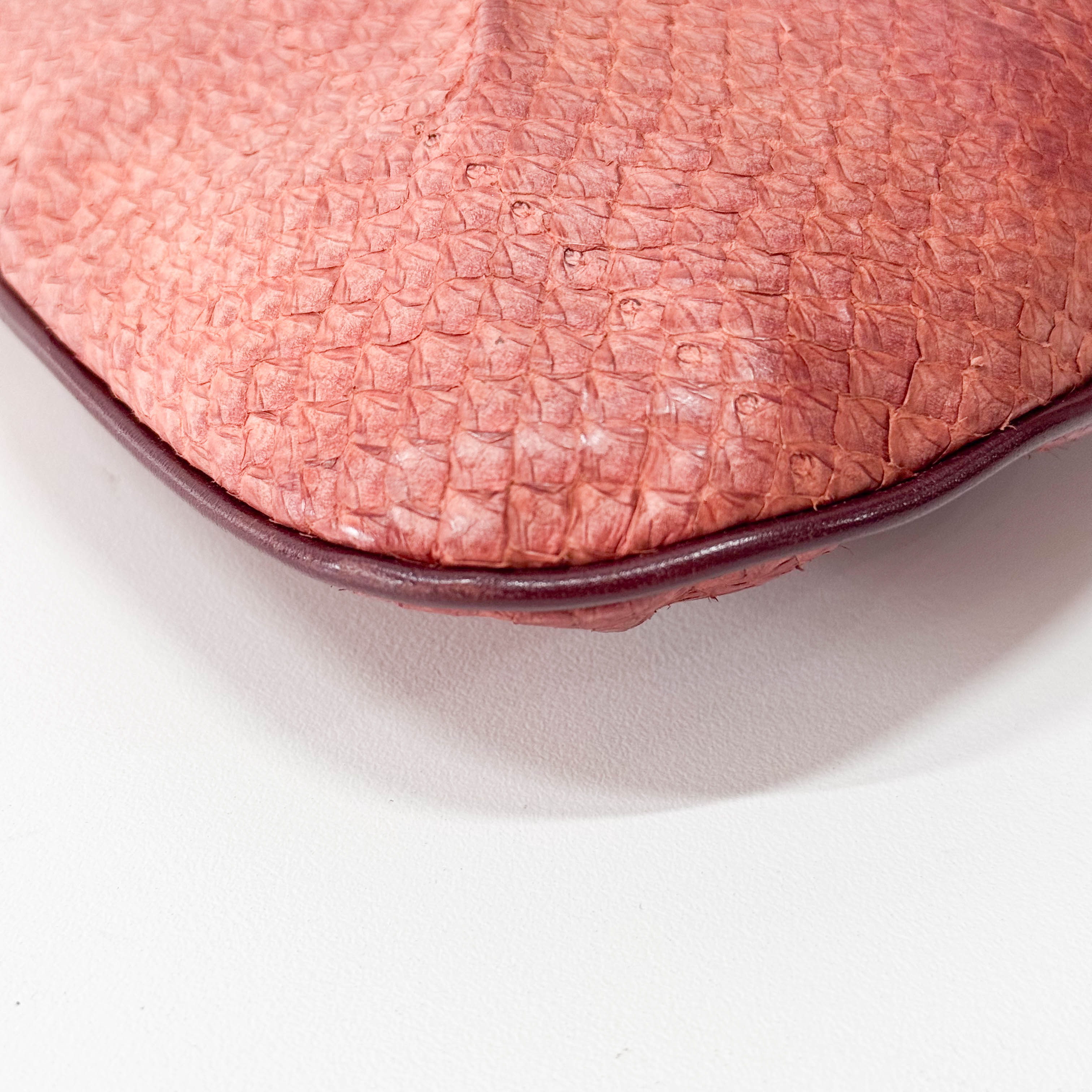 Red Leather Boat Shoulder Bag