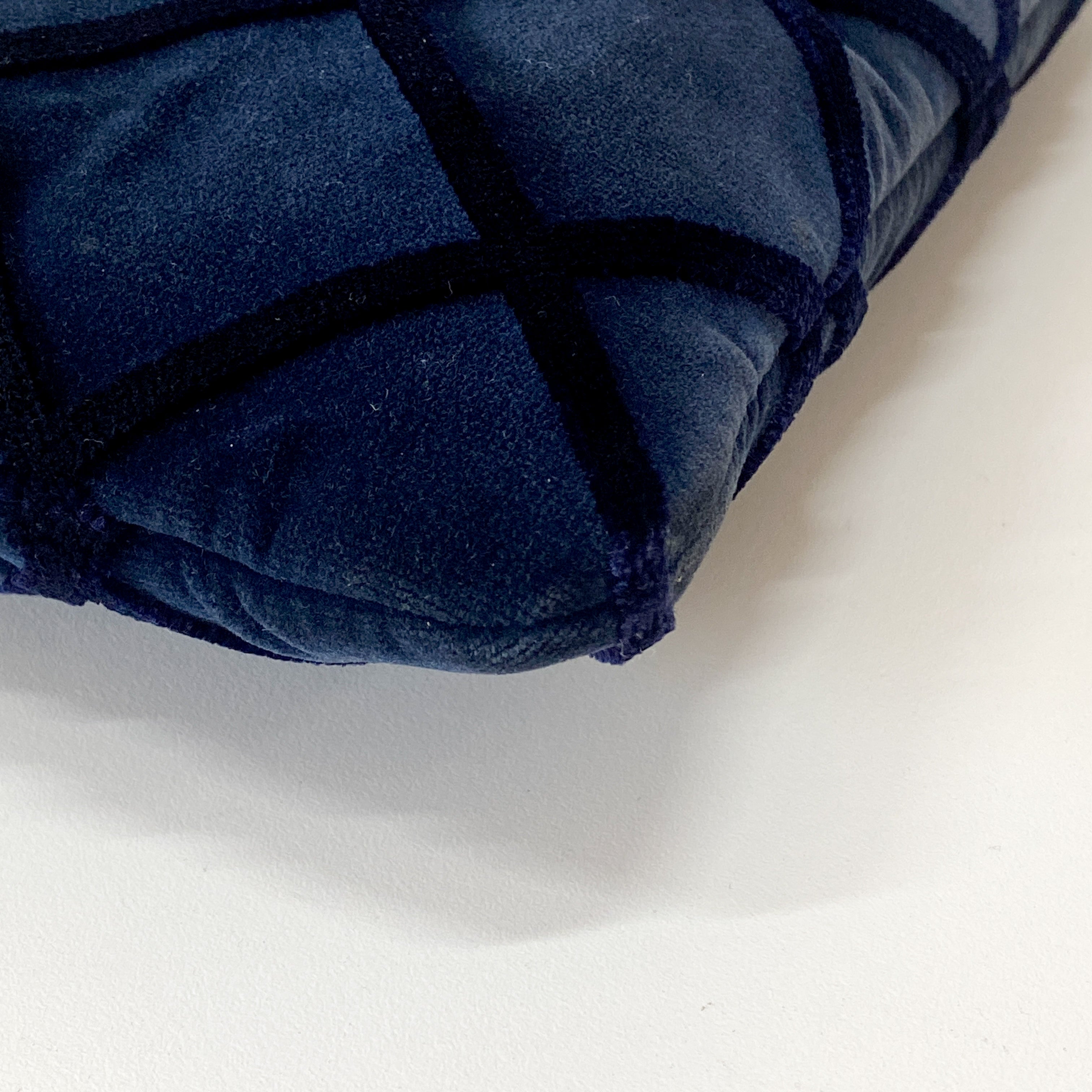 Navy Velvet Matelasse Clutch Bag