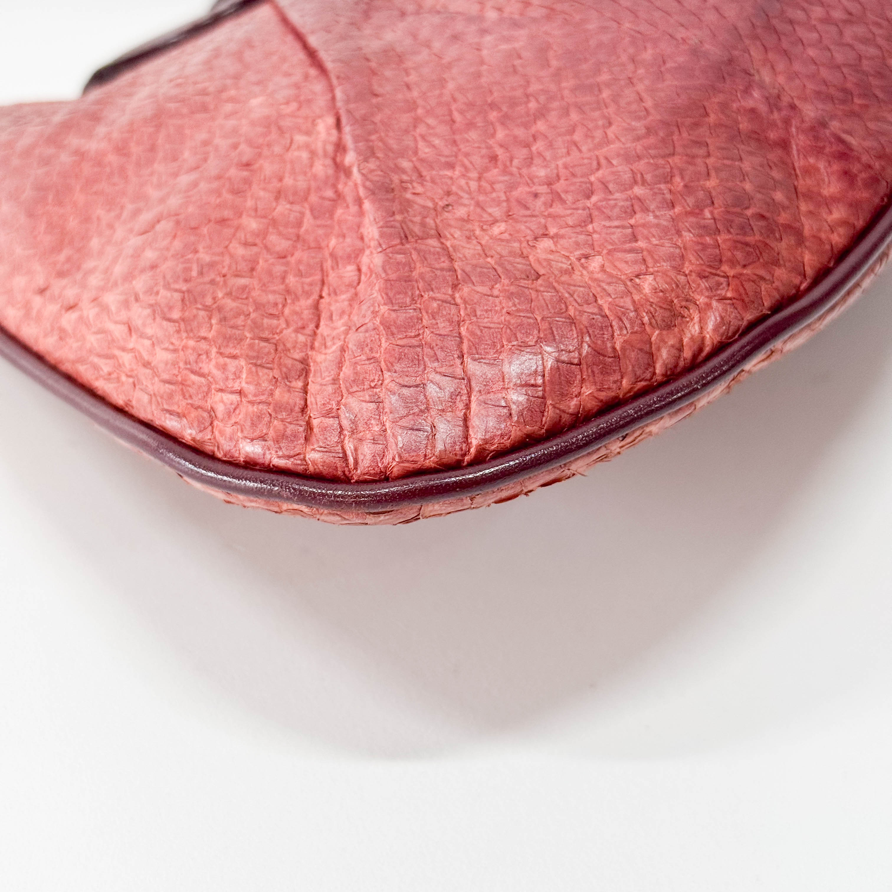 Red Leather Boat Shoulder Bag