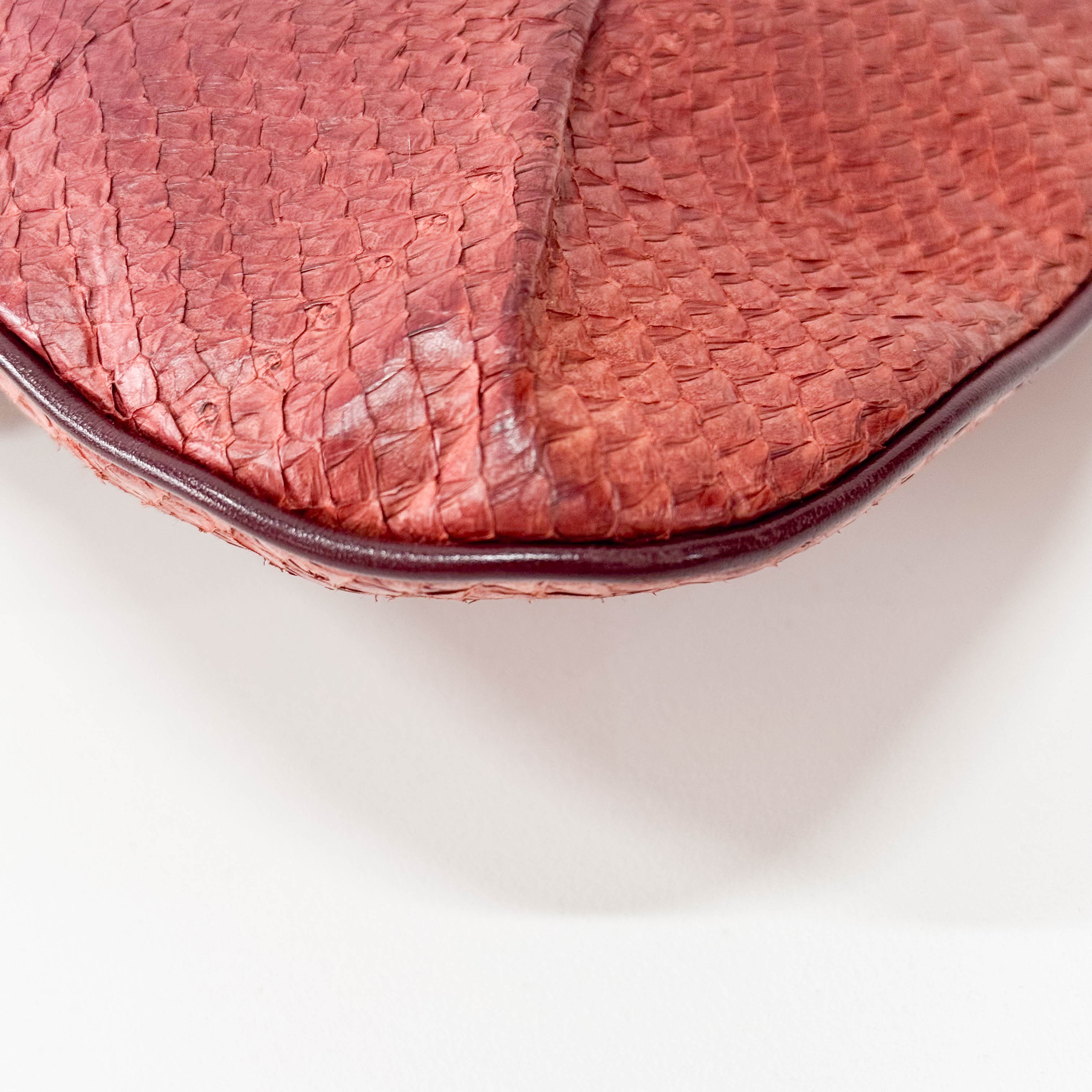 Red Leather Boat Shoulder Bag